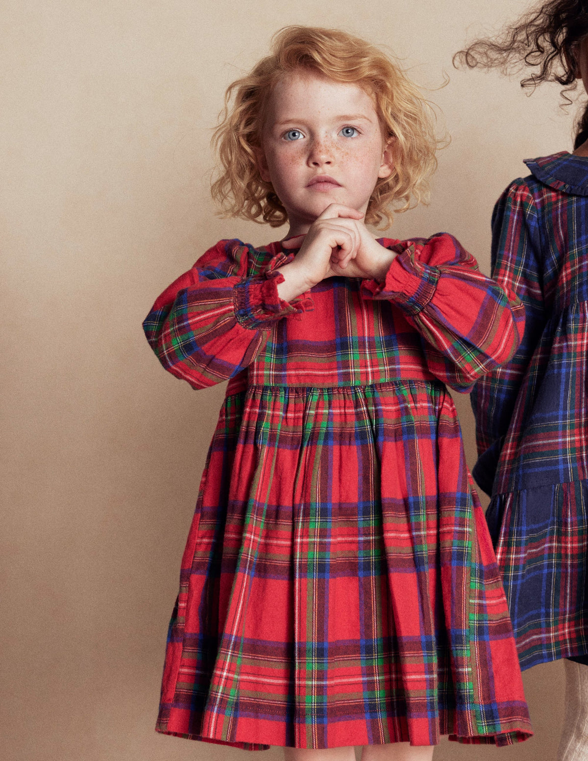 Madeline Langärmliges Kleid-Rot Kariert - Image 4