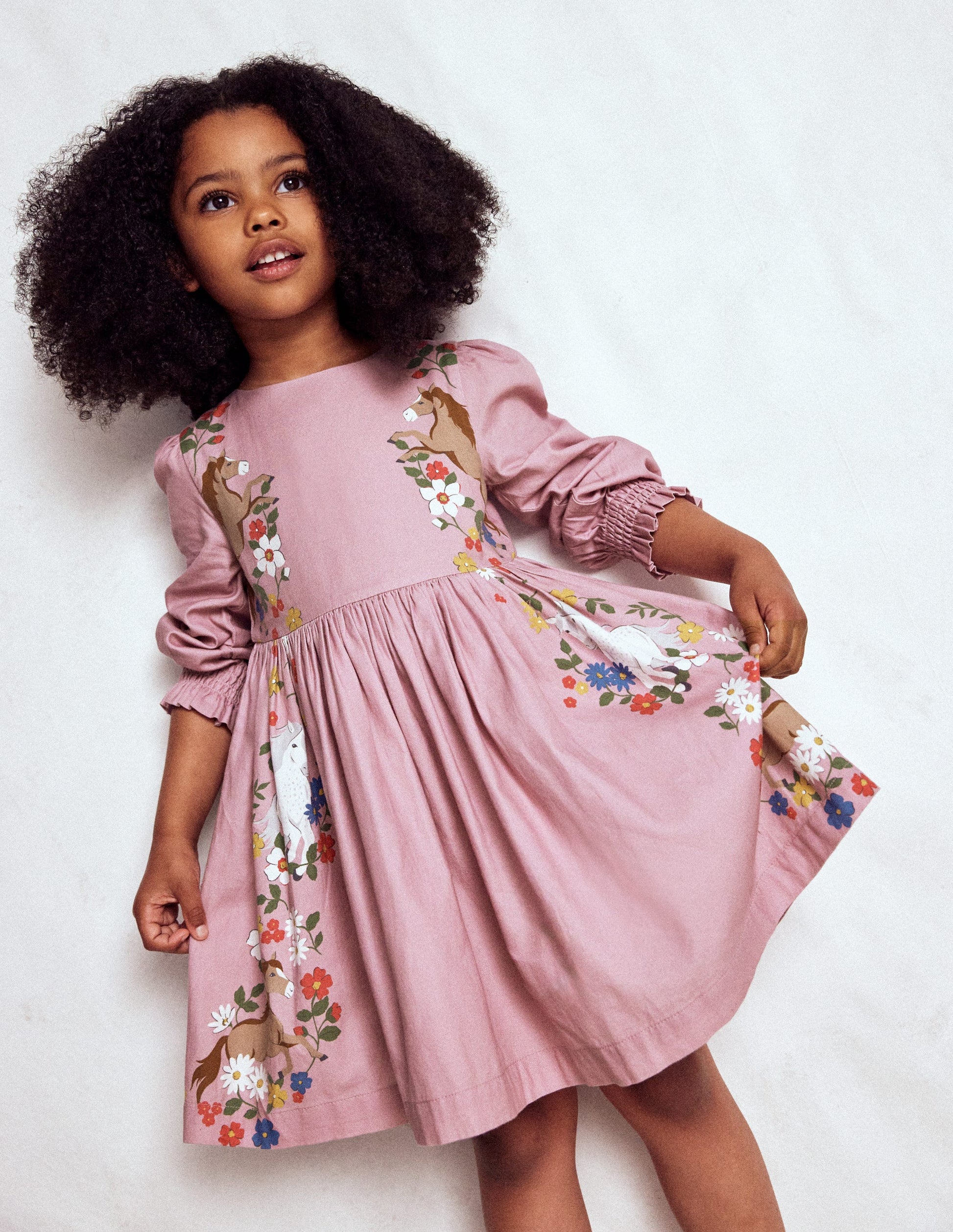 Madeline Long Sleeve Dress-Formica Pink Horses-1