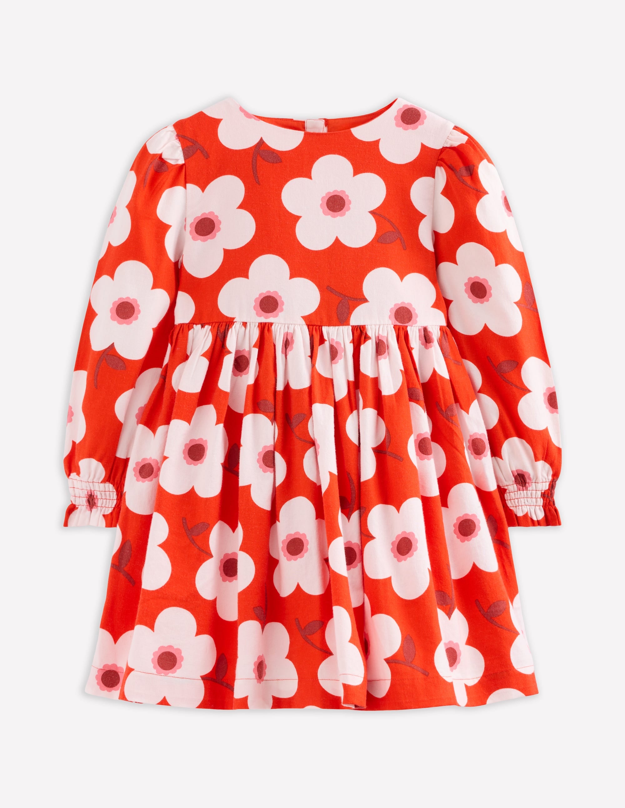 Madeline Langärmliges Kleid-Abendrot-Orange Riesengänseblümchen - Image 1