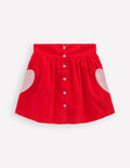 Minirock mit Knopfleiste-Rockabilly-Rot Herzen