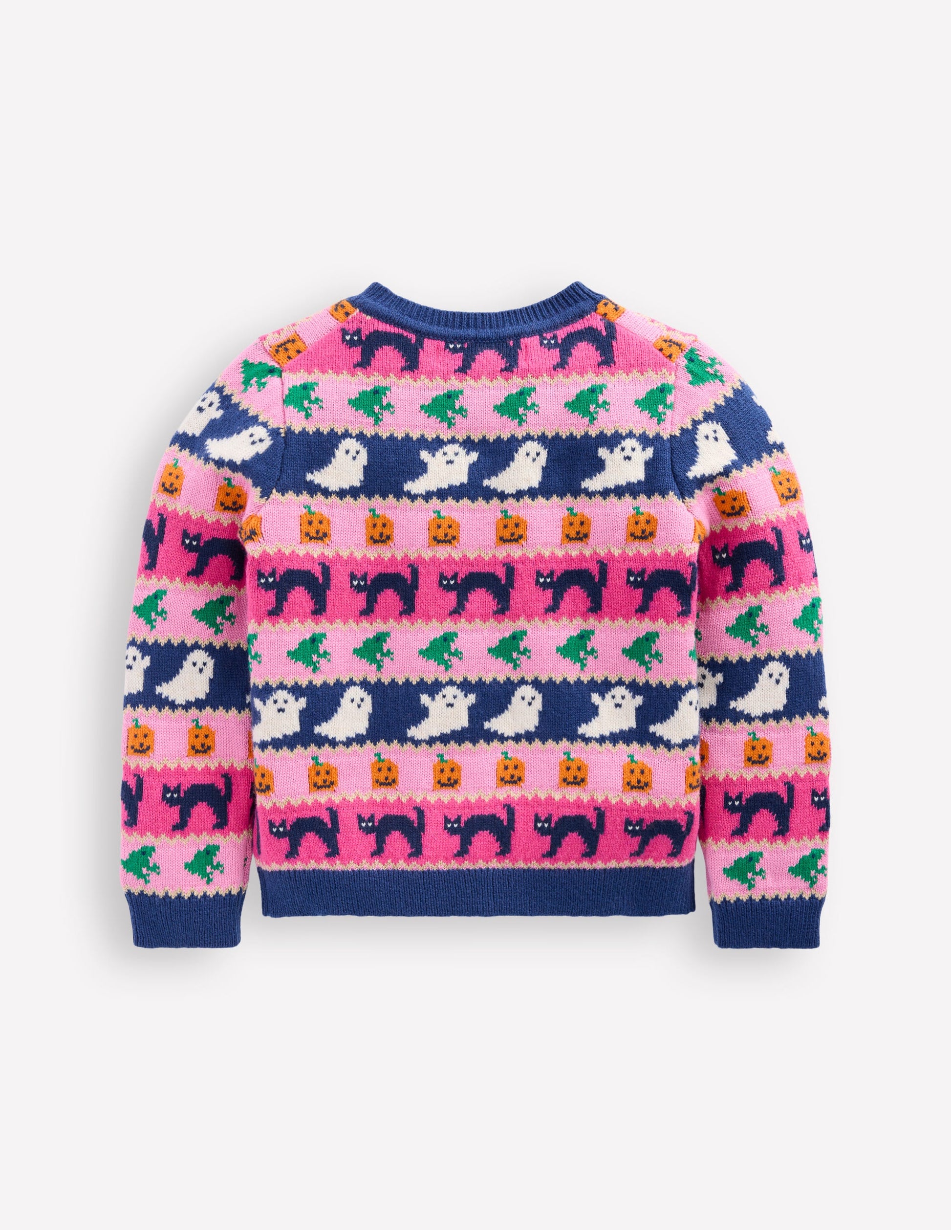 Edie Fair-Isle-Strickjacke-Himbeerrosa Halloween-2