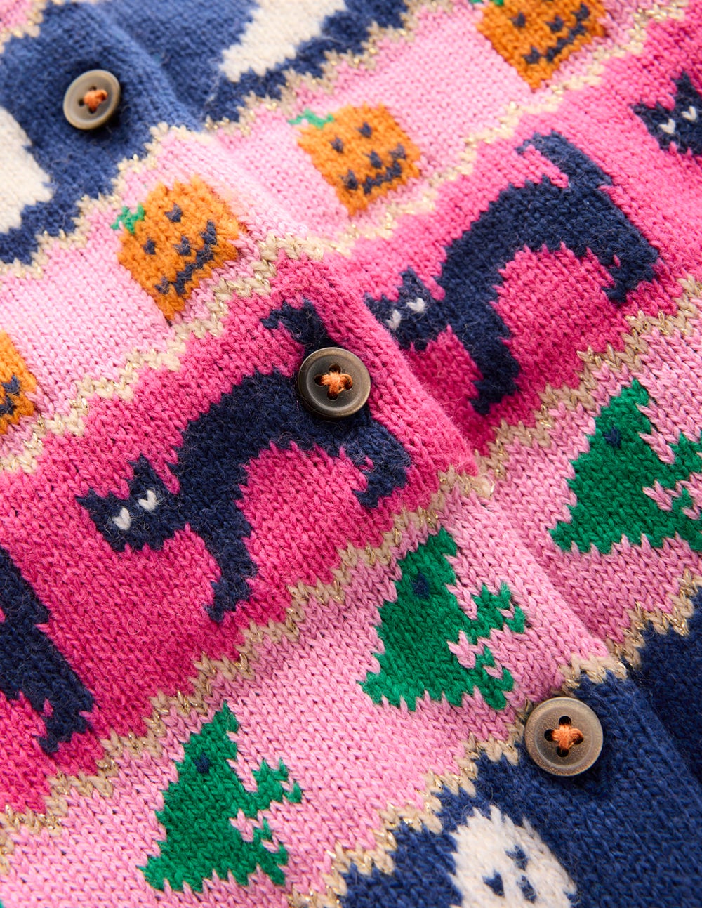 Edie Fair-Isle-Strickjacke-Himbeerrosa Halloween-3