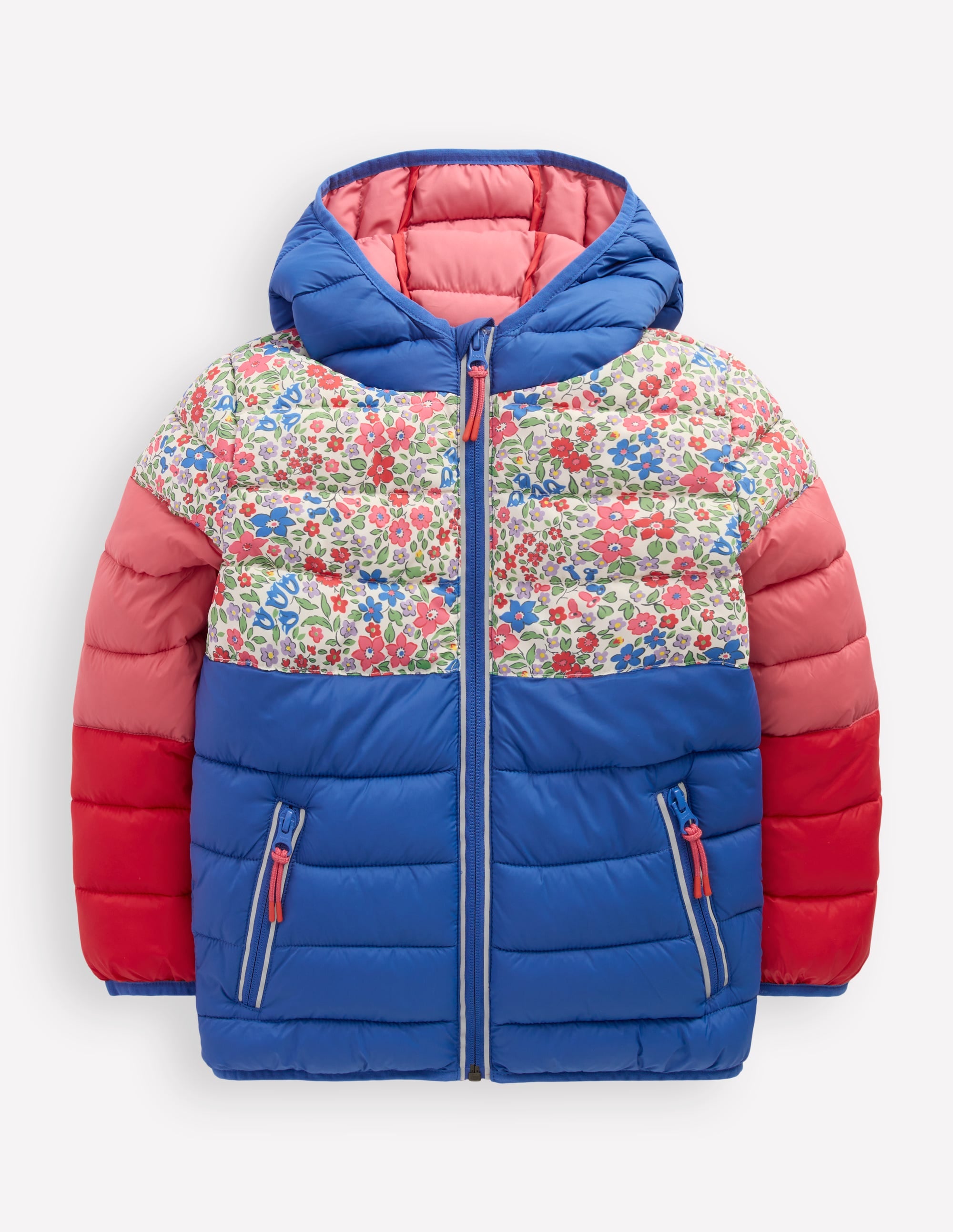 Bequem verstaubare, wattierte Jacke-Blumenmuster Blockfarben - Image 1