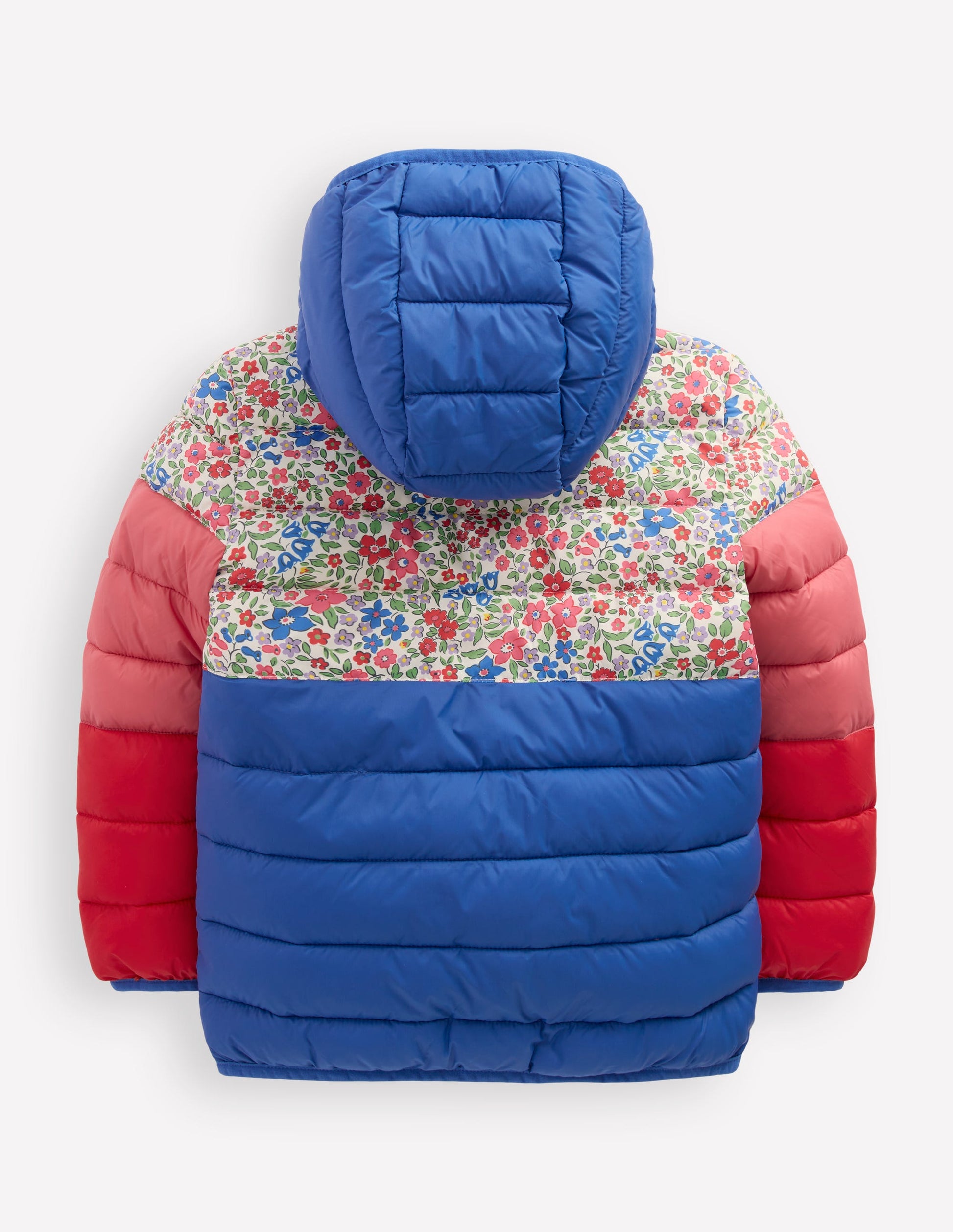 Bequem verstaubare, wattierte Jacke-Blumenmuster Blockfarben-2