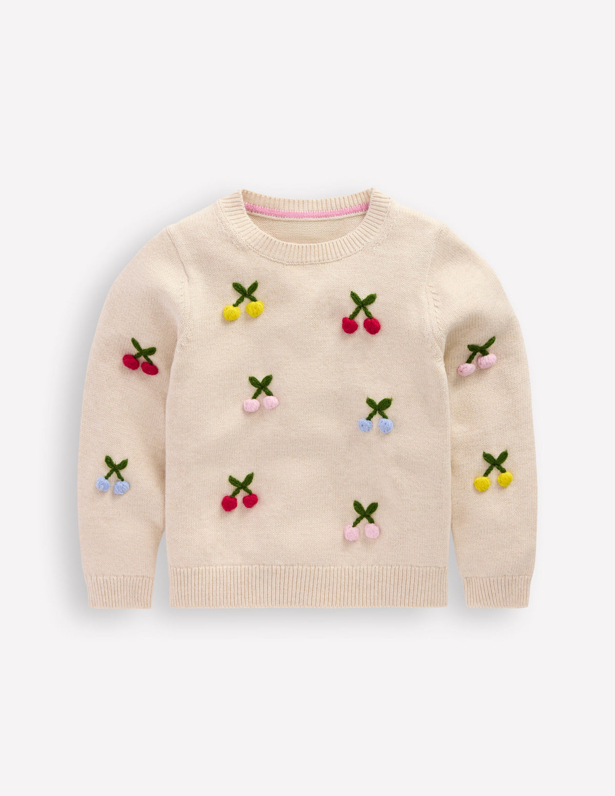 Origineller Pullover mit Logo-Haferbeige Meliert Kirschen - Image 1