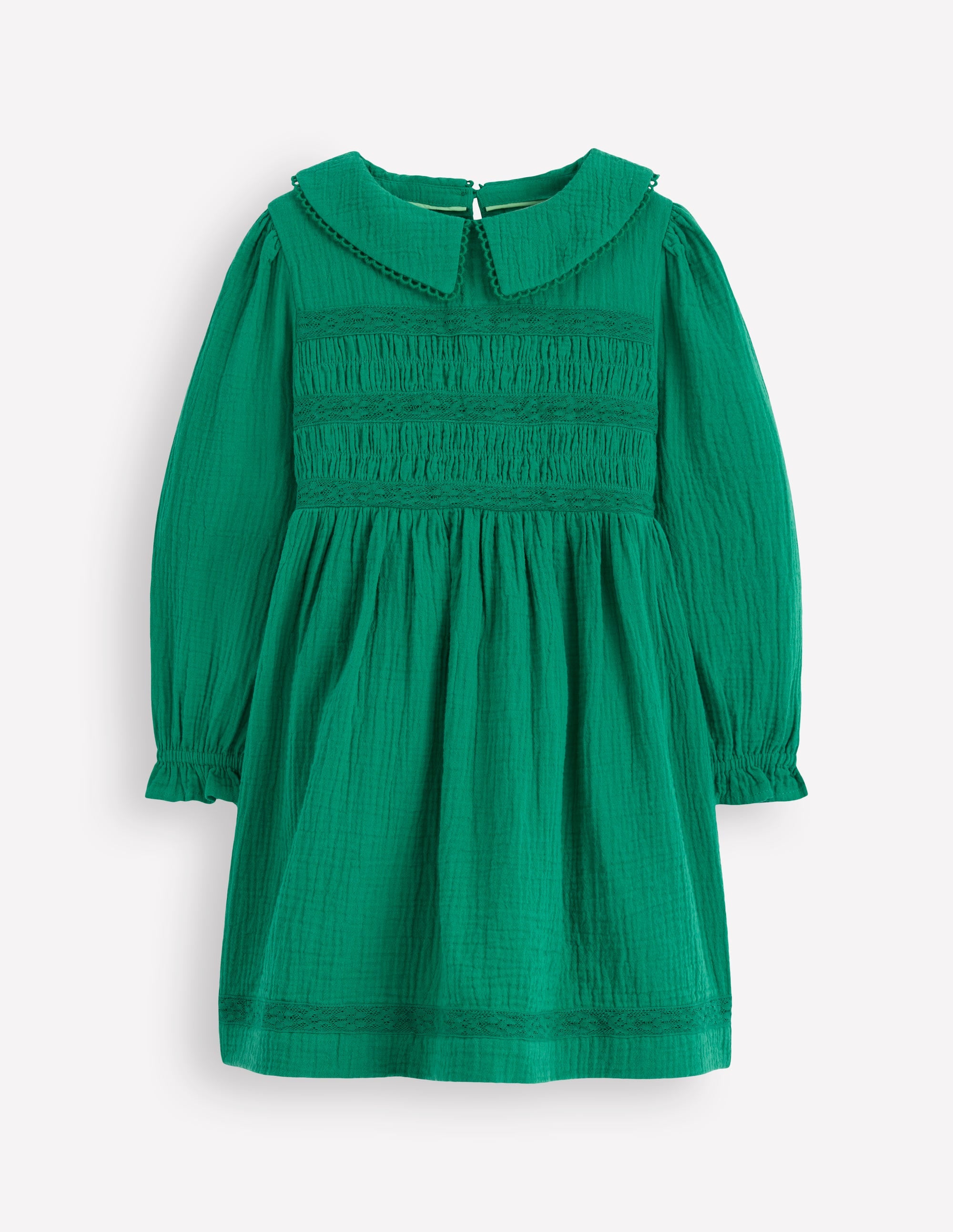 Double Cloth Collared Dress-Shady Green - Image 1