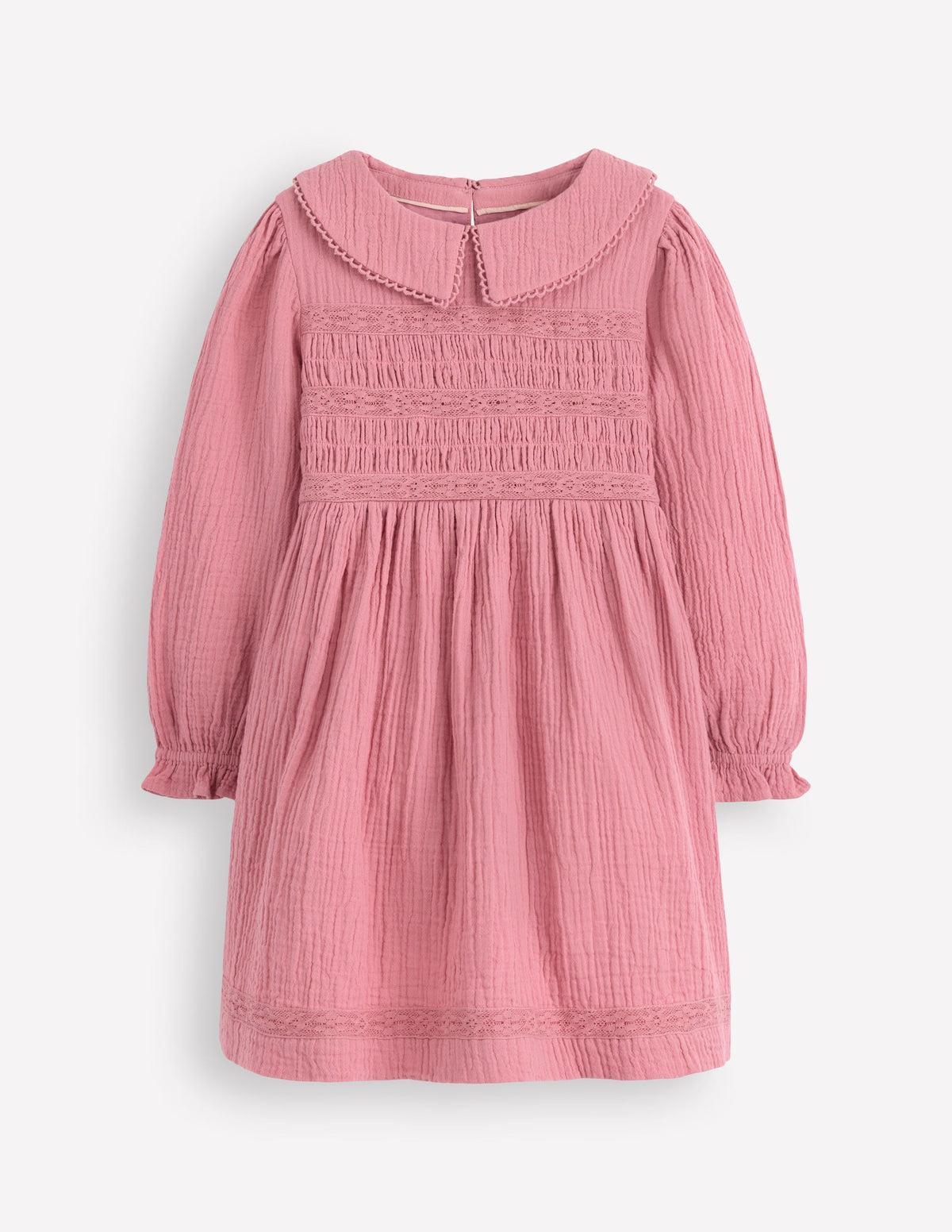 Double Cloth Collared Dress-Pink Heather-1