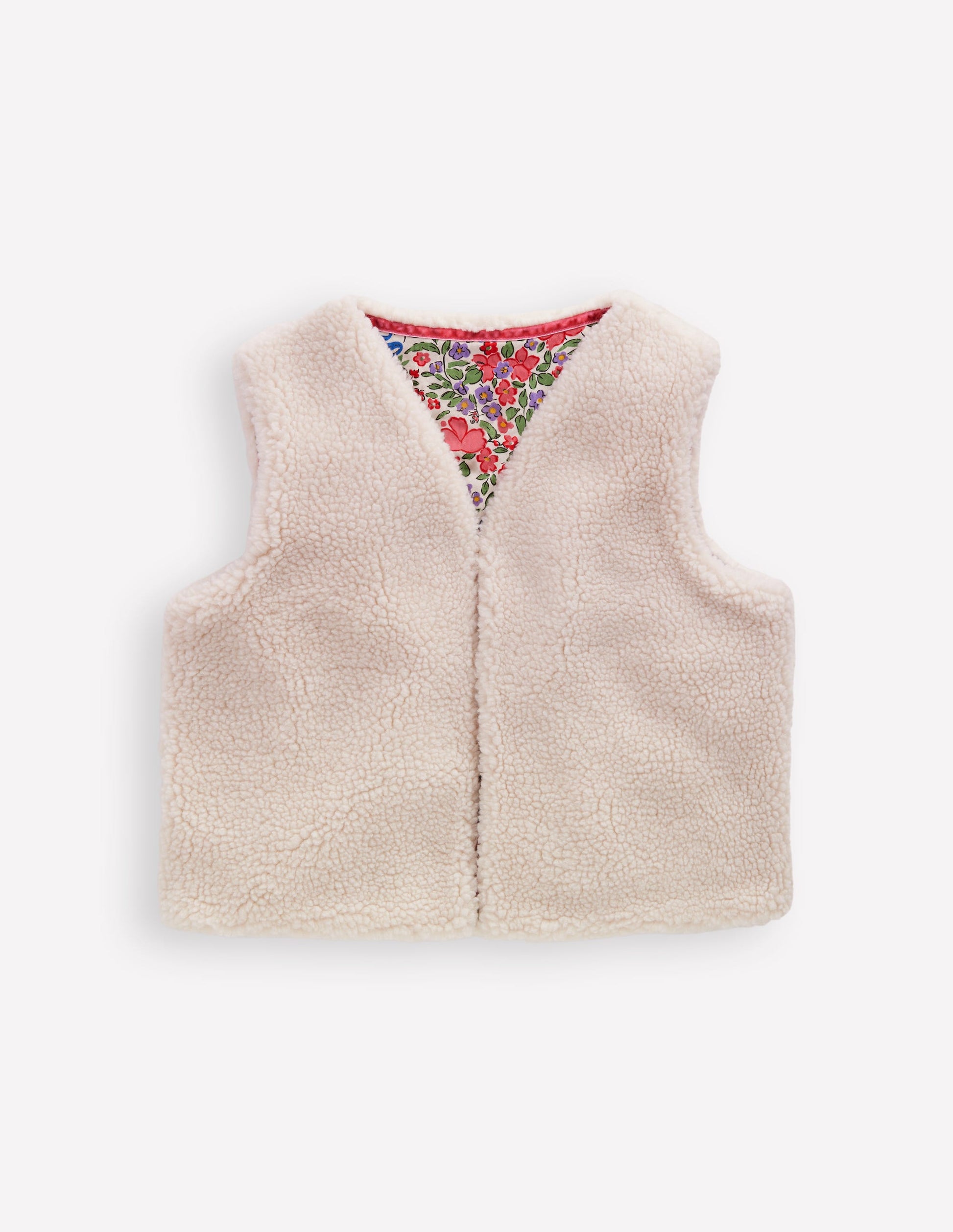 Lockere Teddyfellweste-Beige-1