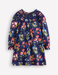Pretty Lace Trim Jersey Dress-College Navy Pansy Bed