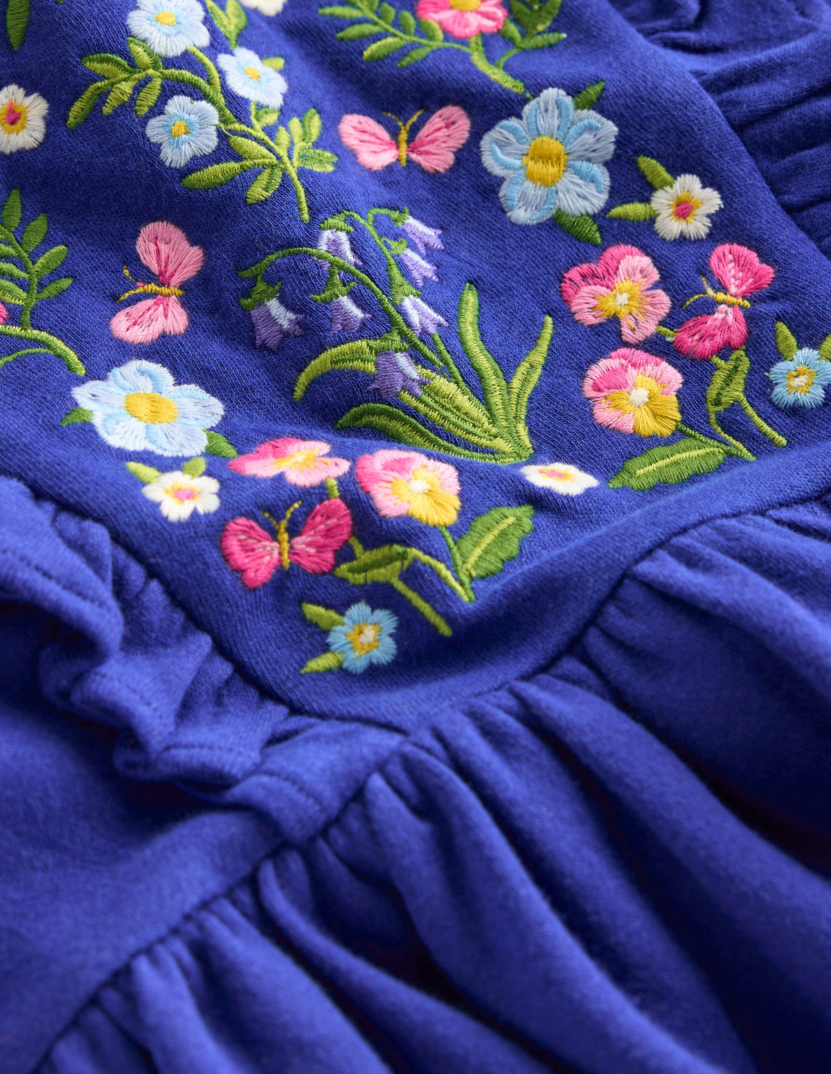 Embroidered Bodice Dress-Sapphire Blue - Image 3