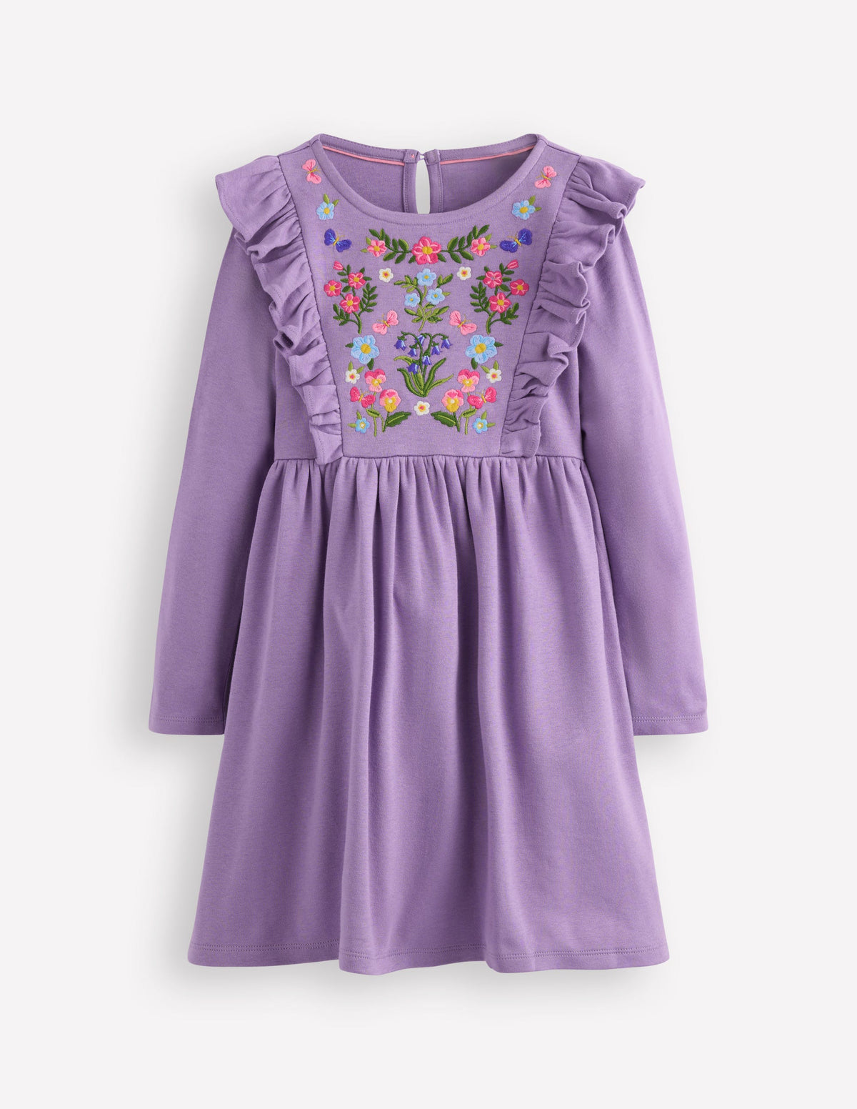 Kleid mit besticktem Oberteil-Traubenlila-1
