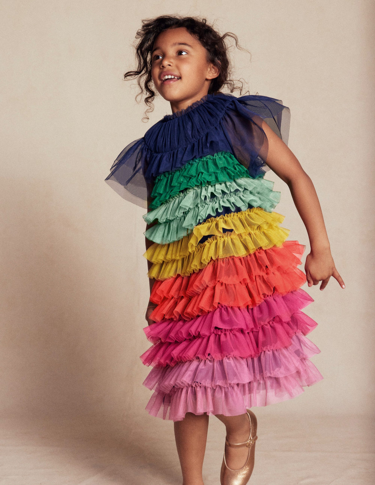 Tiered Tulle Dress-Rainbow Multi - Image 4