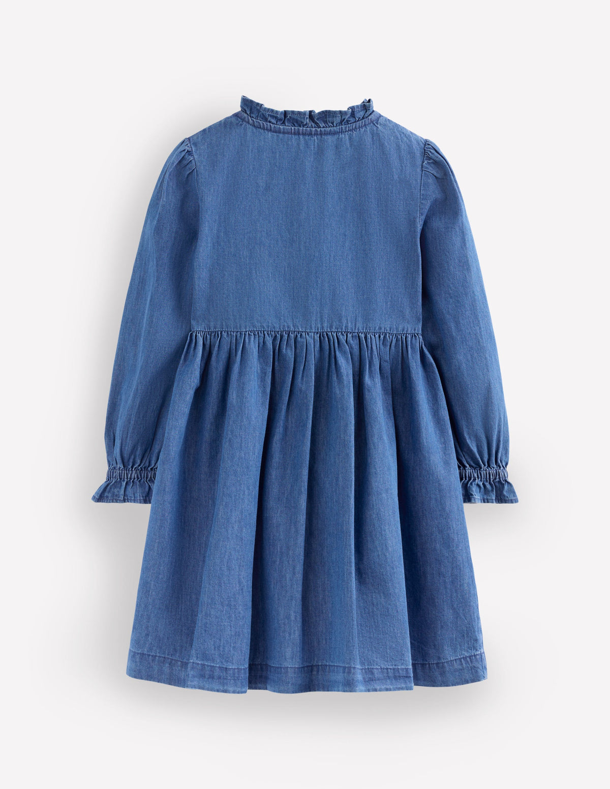 Suki Long Sleeve Smocked Dress-Mid Vintage Denim - Image 2