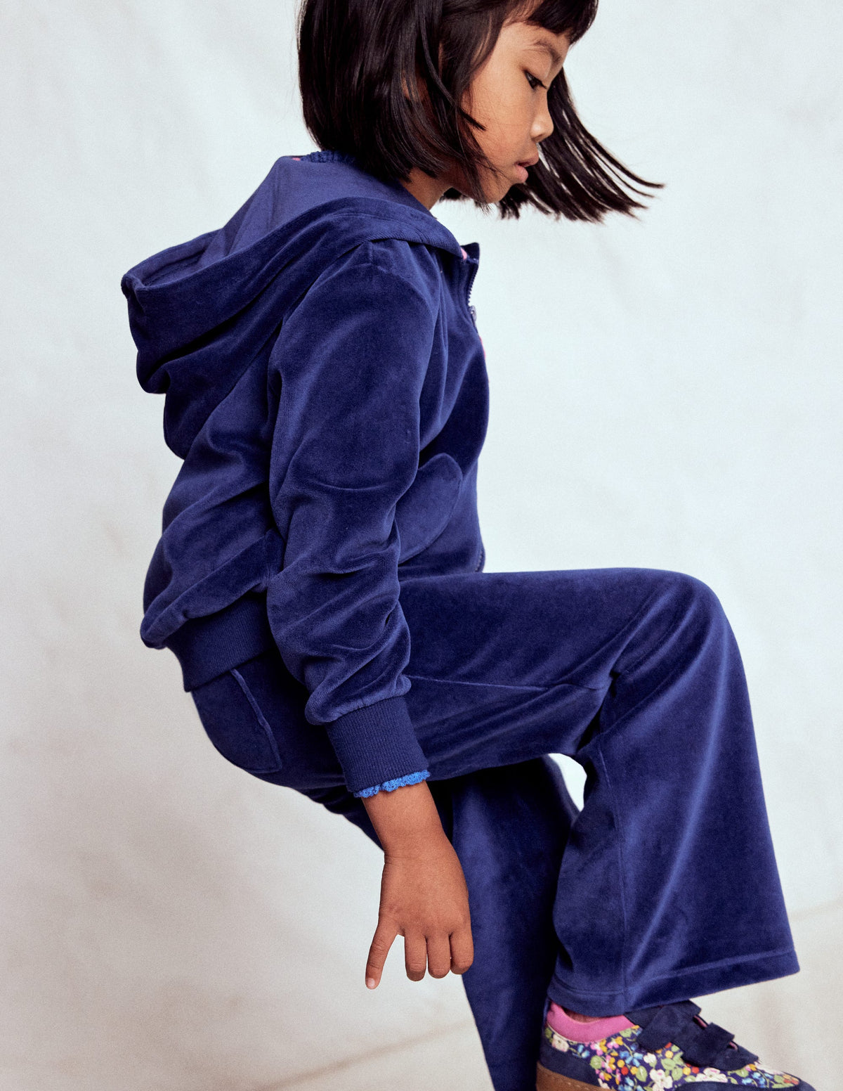 Sweat à capuche en velours-Bleu tribord - Image 3