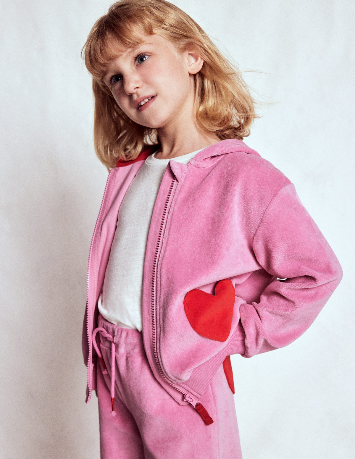 Kapuzenpullover aus Velours-Kirschblütenrosa - Image 3