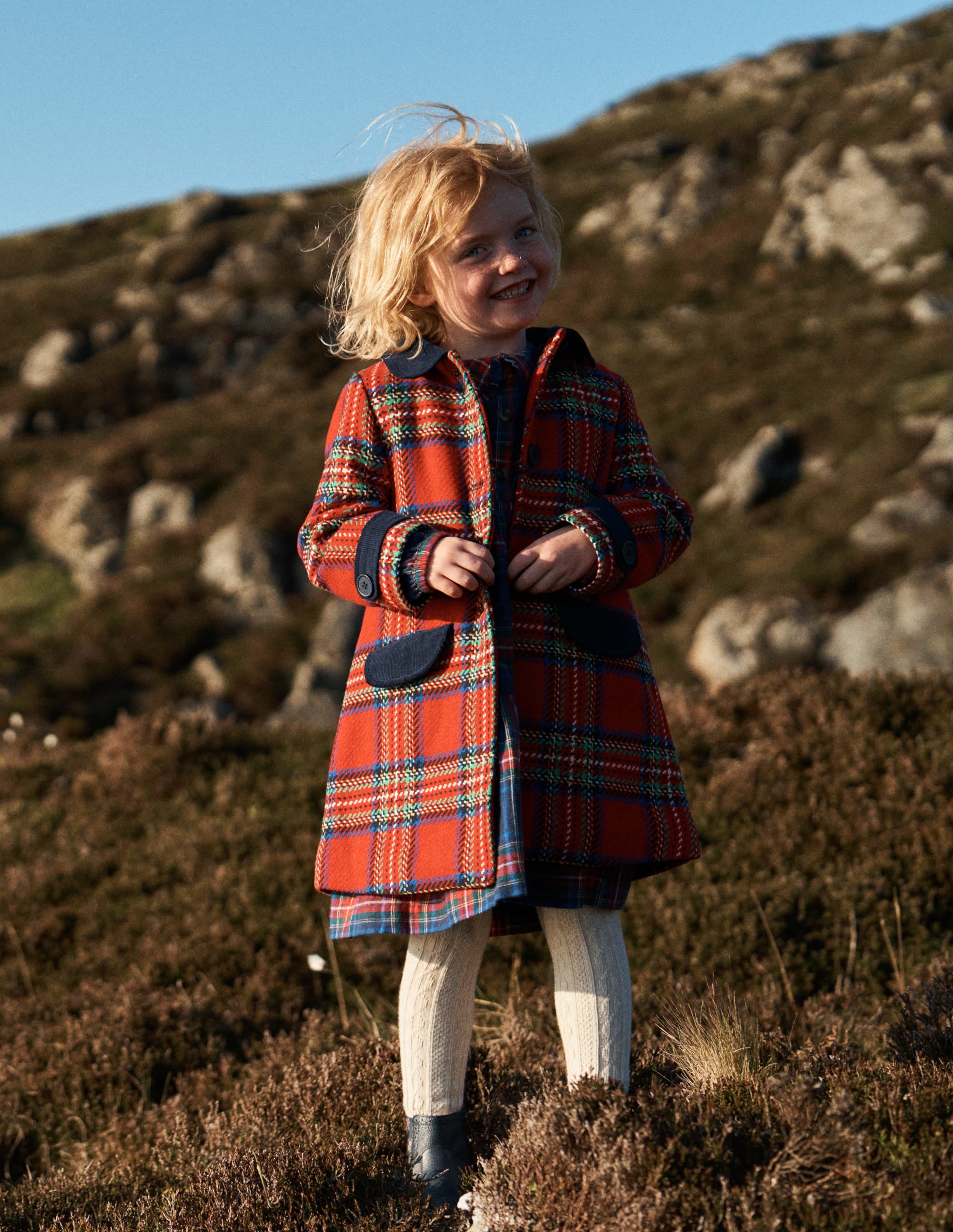 Wool Blend Coat-Red Check - Image 5