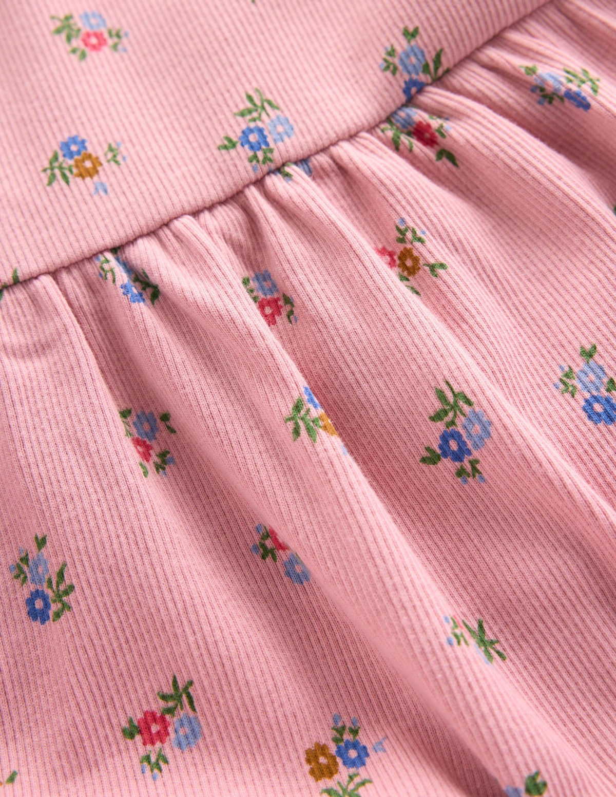 Tunika-Set aus Rippstrick-Vintage-Rosa Blümchenmuster-3