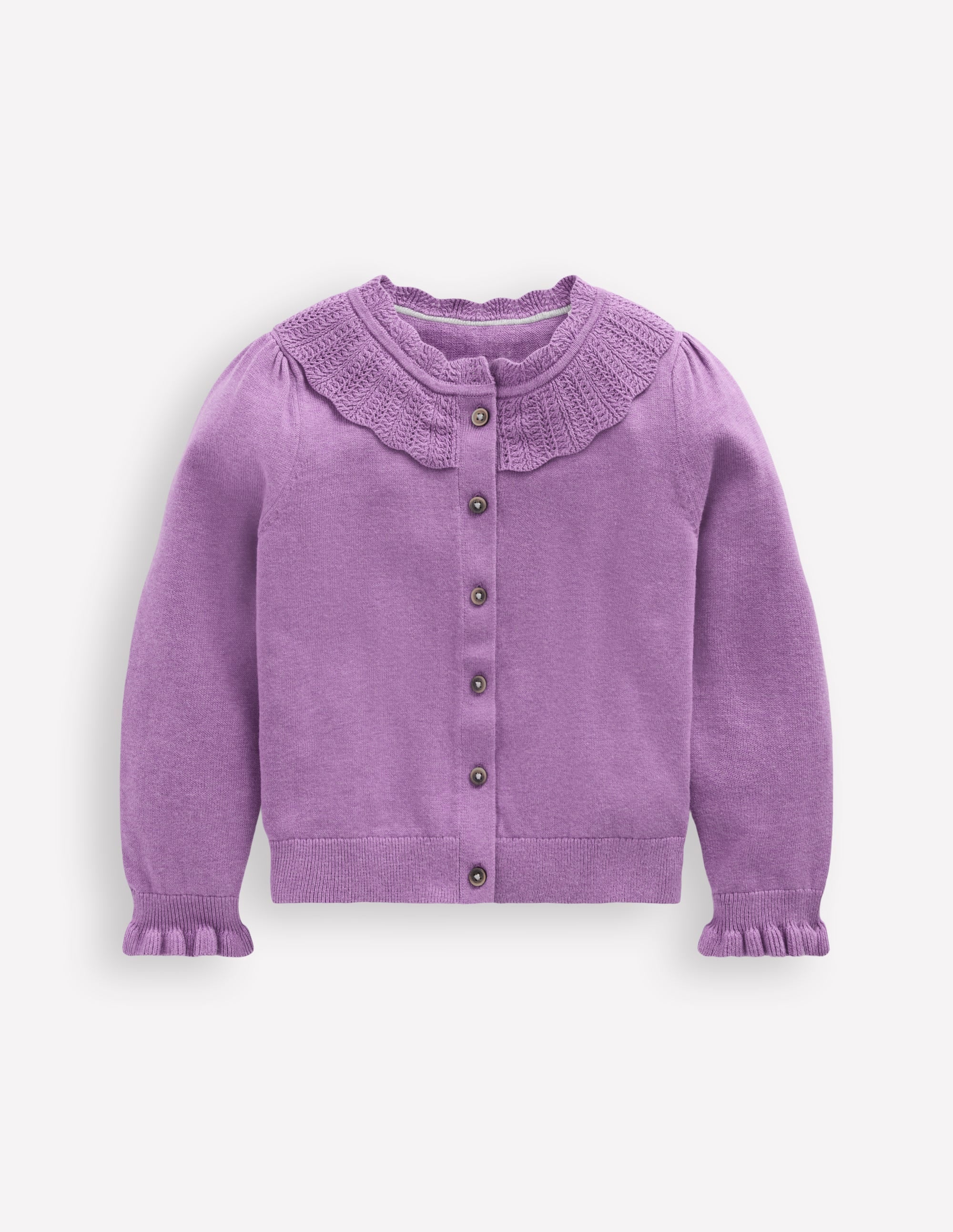 Hübsche Strickjacke mit Rüschen-Asternlila Meliert - Image 1