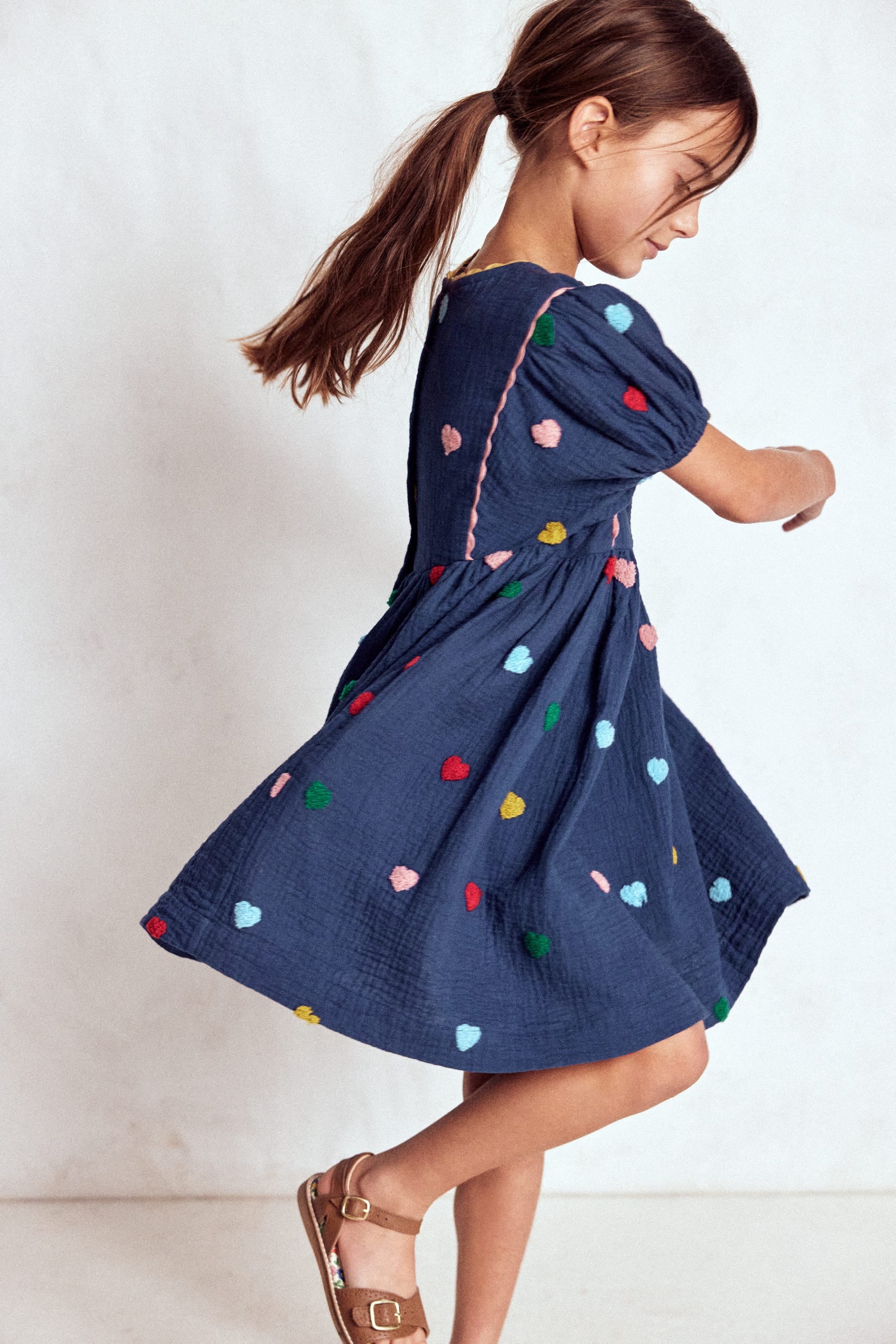 Doppeltuch-Kleid mit Puffärmeln-Steuerbordblau Herzen - Image 3
