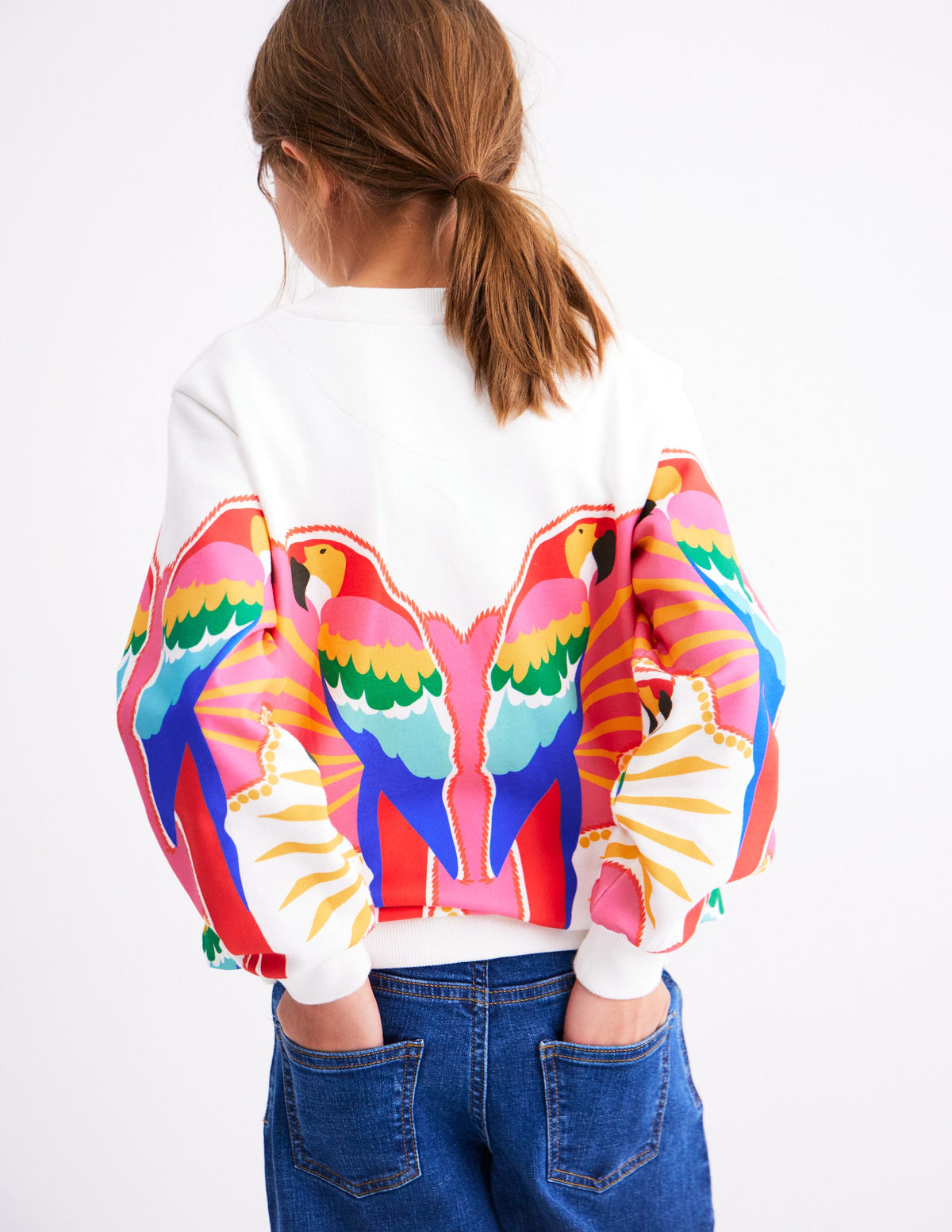 Lockeres Sweatshirt mit Druck-Bunt Papagei-2
