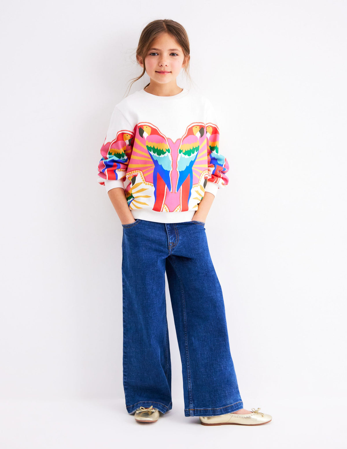 Lockeres Sweatshirt mit Druck-Bunt Papagei - Image 3
