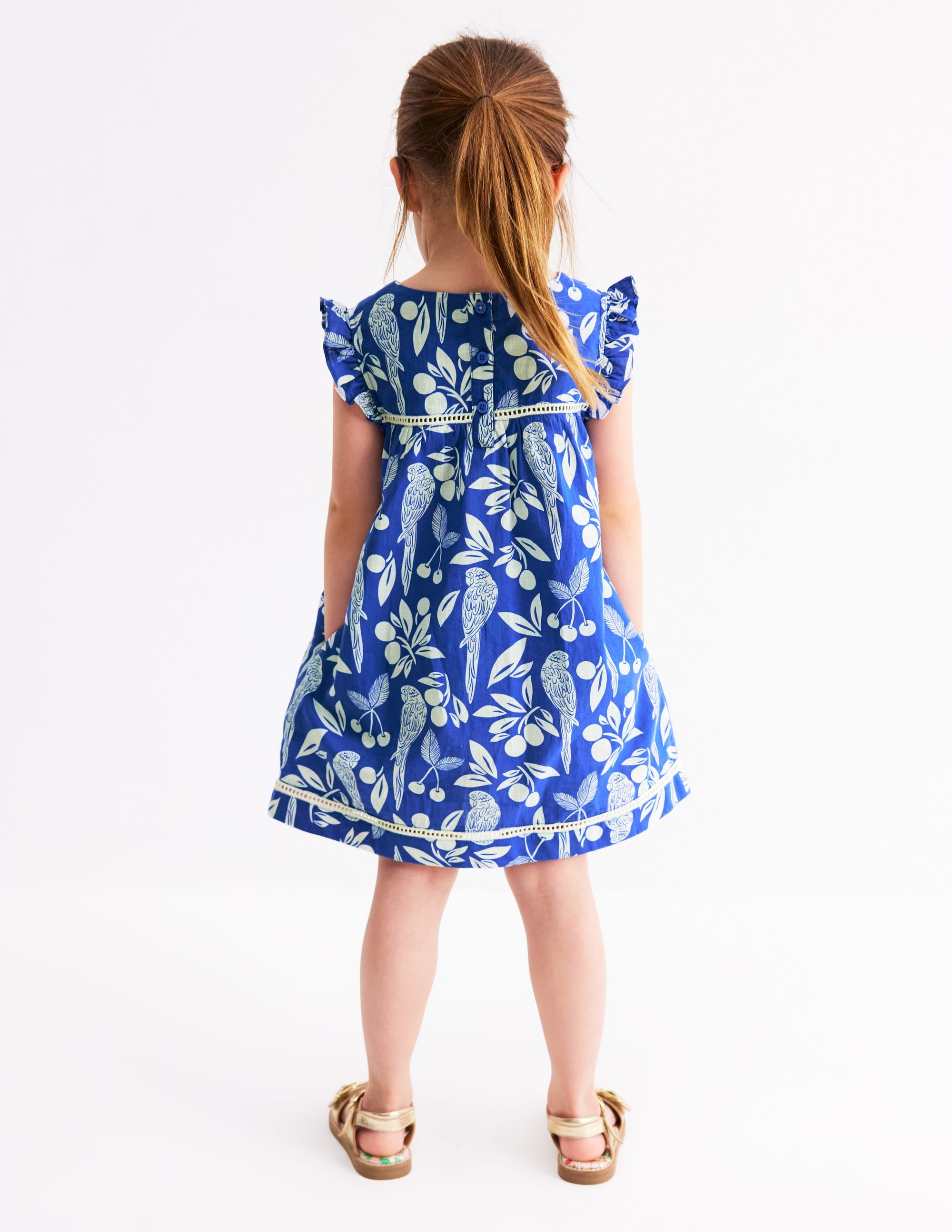 Robe de vacances Celia tissée-Motif Parrot Palm bleu vif - Image 2