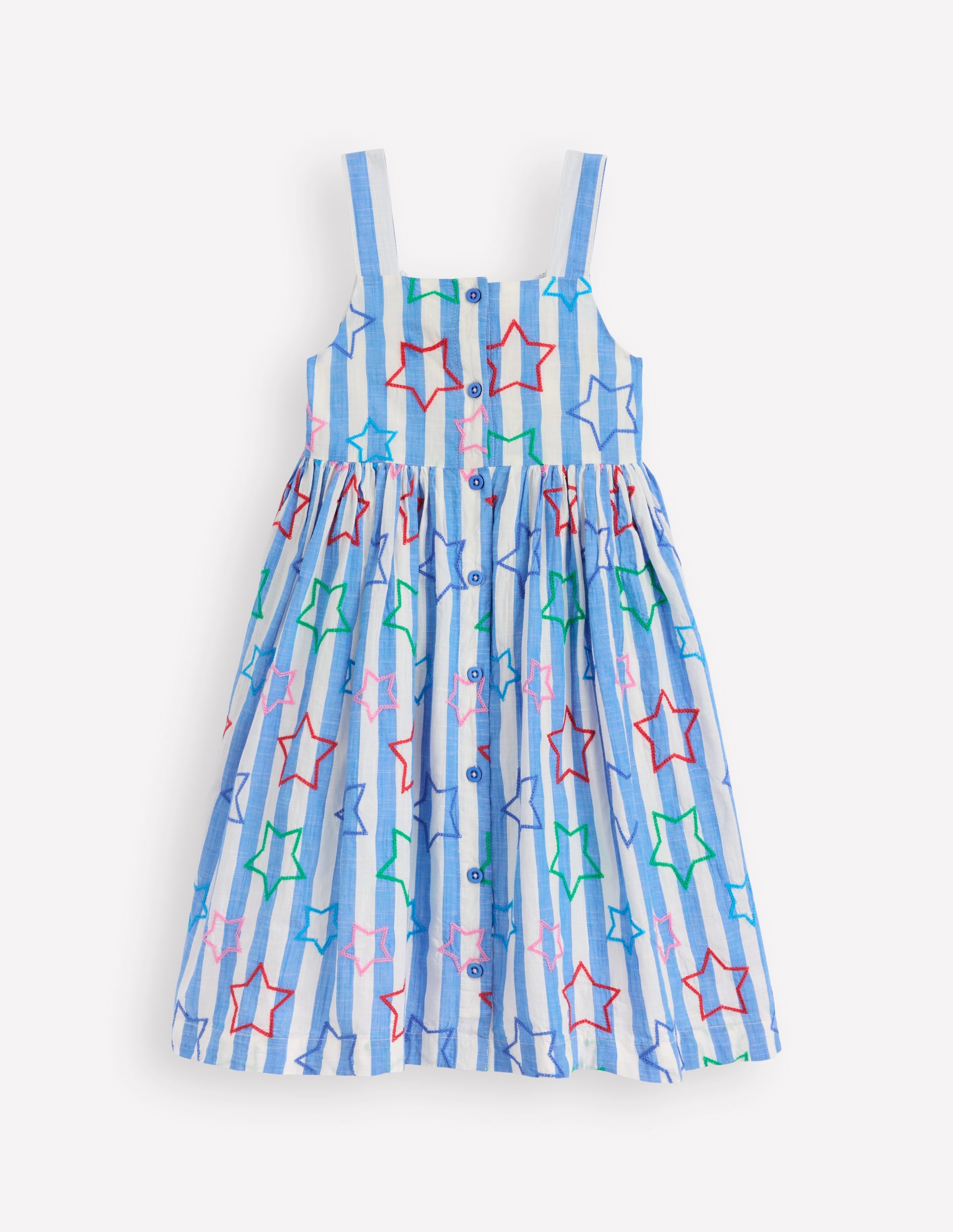 Remy Kleid mit durchgehender Knopfleiste-Pfauenfederblau Stern - Image 4