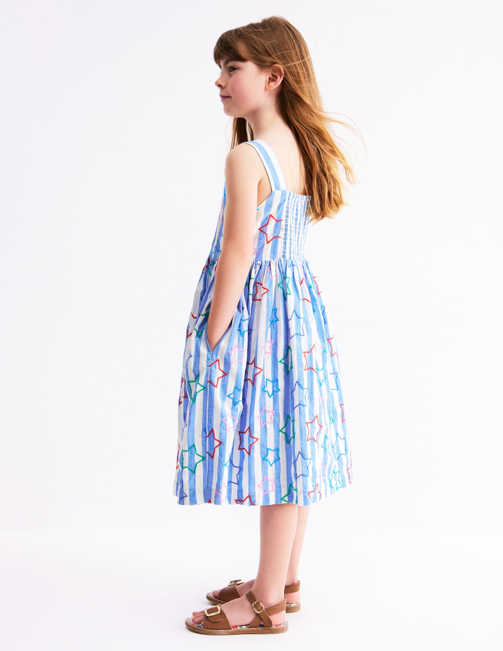 Remy Kleid mit durchgehender Knopfleiste-Pfauenfederblau Stern - Image 3