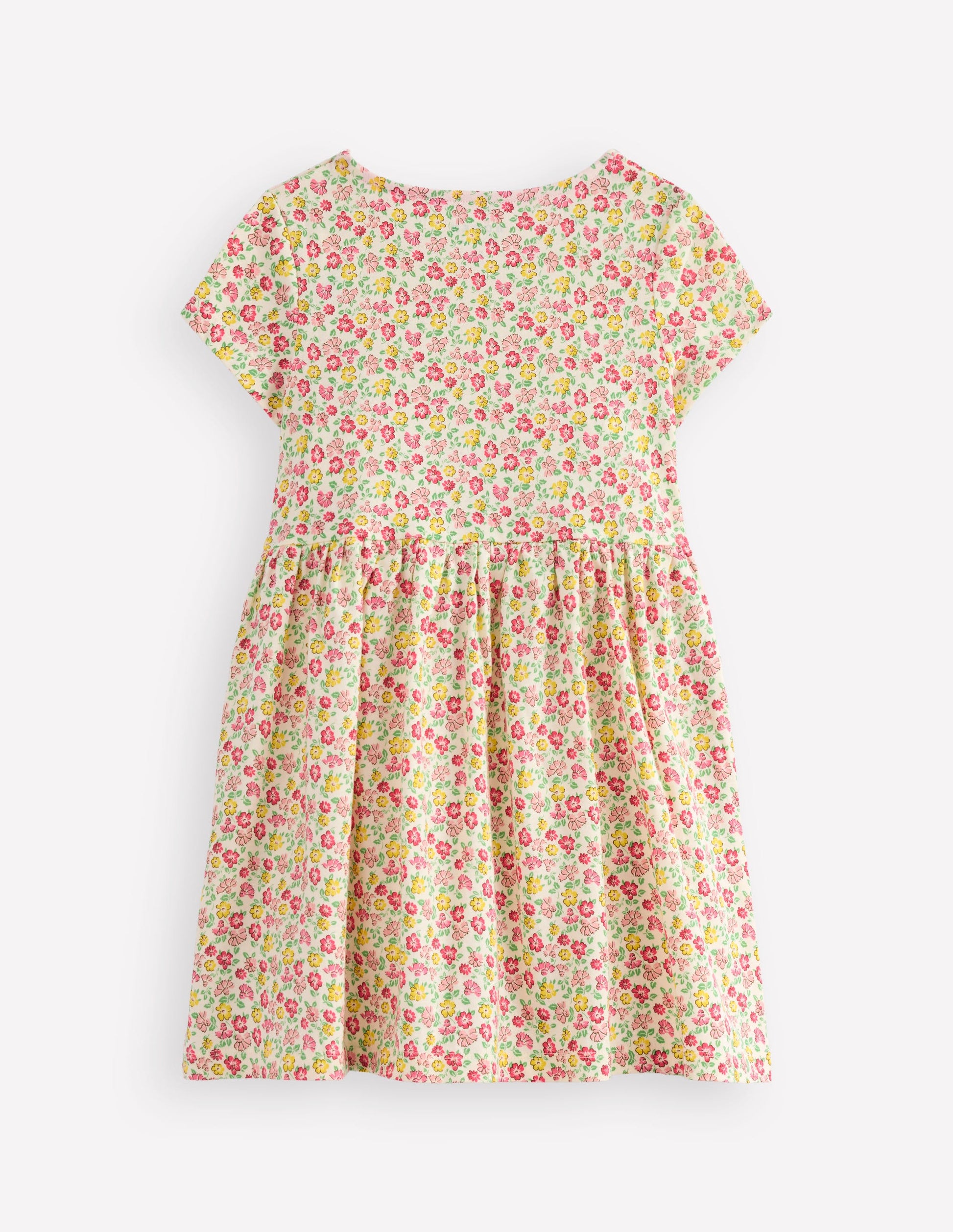Lustiges Jerseykleid mit Herztasche-Bunt Sommer Blumenbeet-2