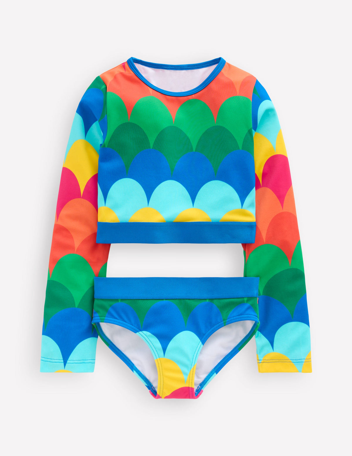 Kurzes Badeshirt-Set-Bunt Muscheln Streifen-1