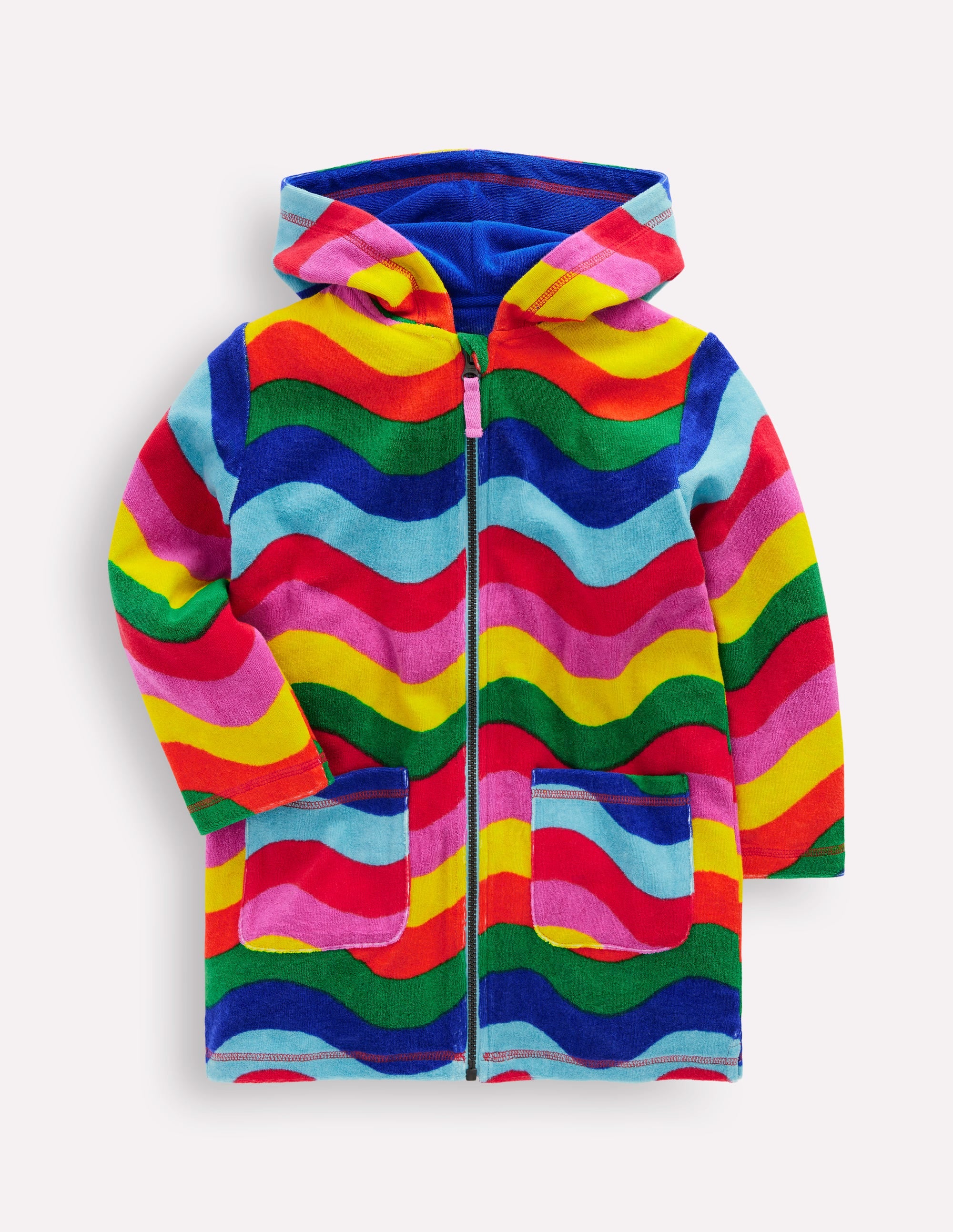 Romie Frottee-Badeponcho mit Reißverschluss-Bunt Wellen Streifen - Image 1