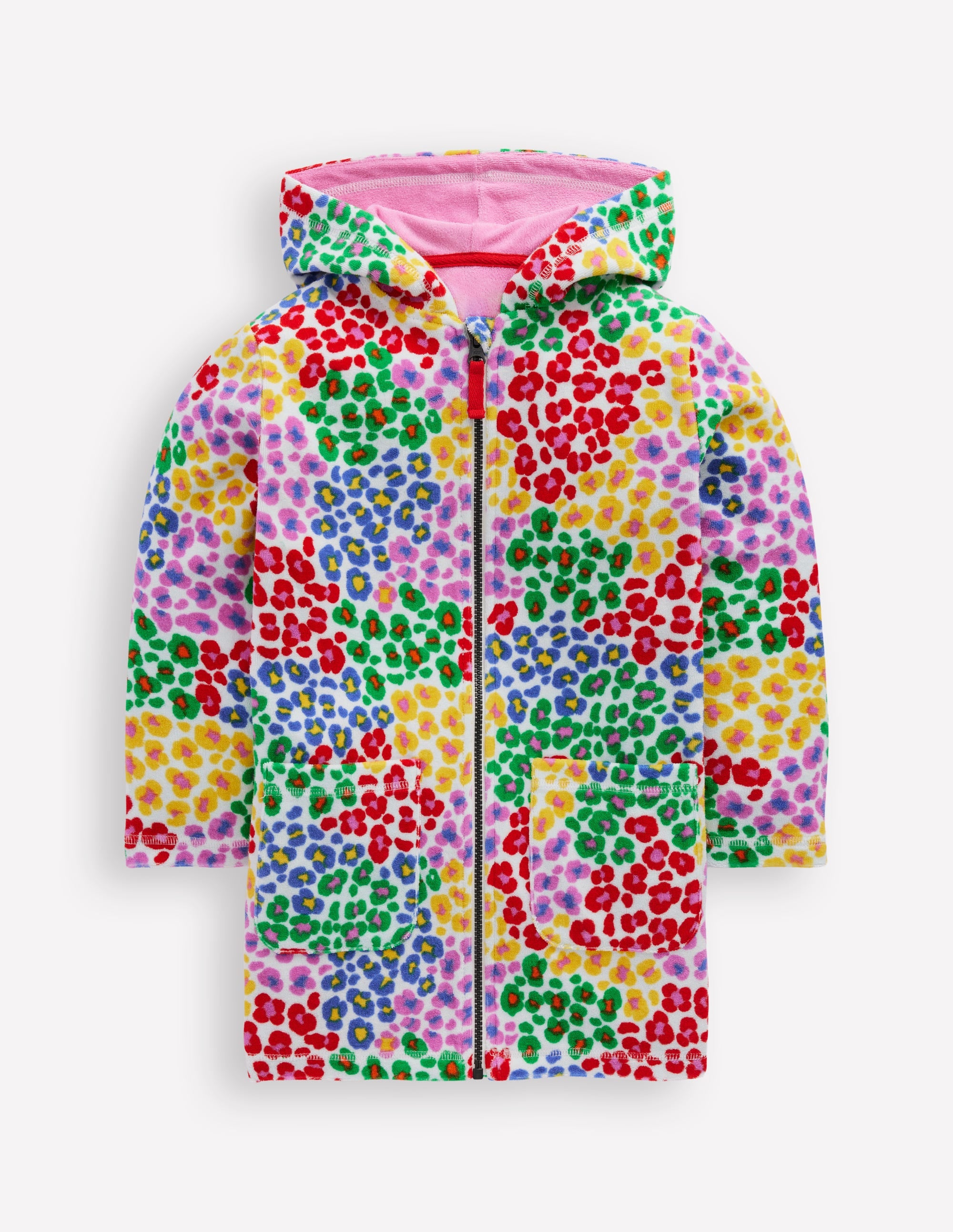 Romie Frottee-Badeponcho mit Reißverschluss-Bunt, Regenbogenfarbenes Leopardenmuster - Image 1