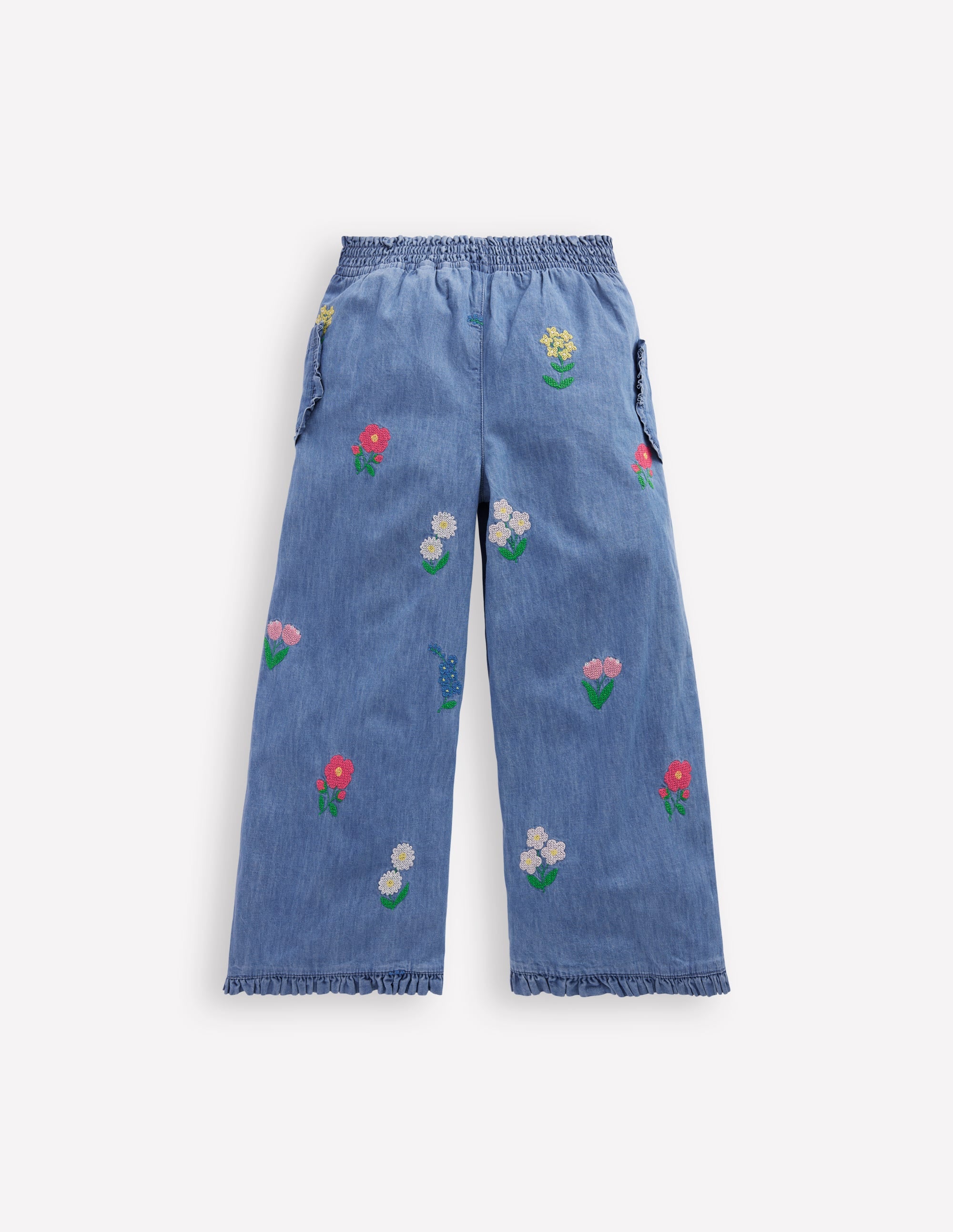 Pantalon volanté d'antan-Fleurs et point de croix chambray - Image 2