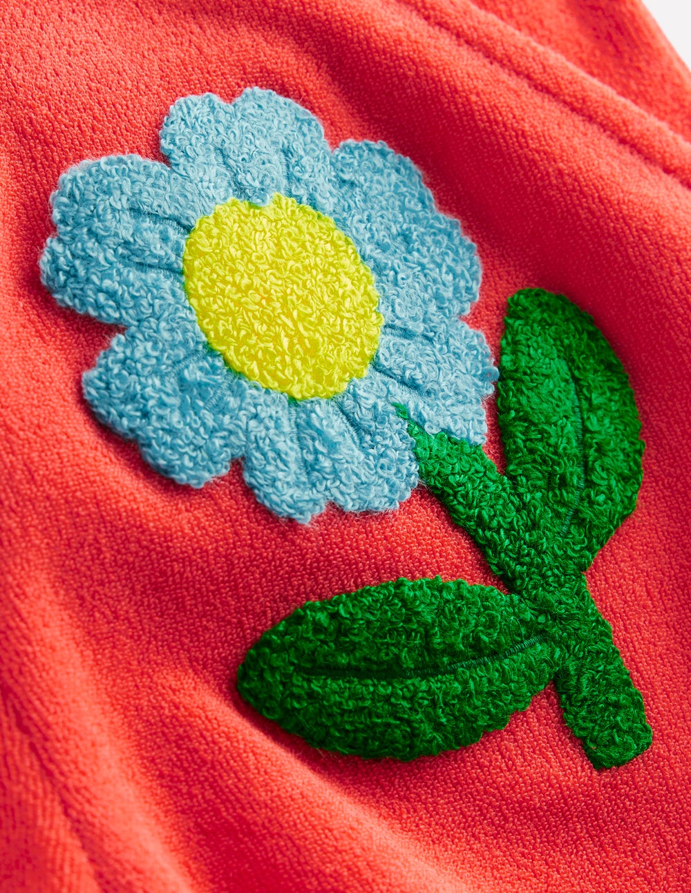 Gemusterte Frottee-Shorts-Korallenorange Blumen-3