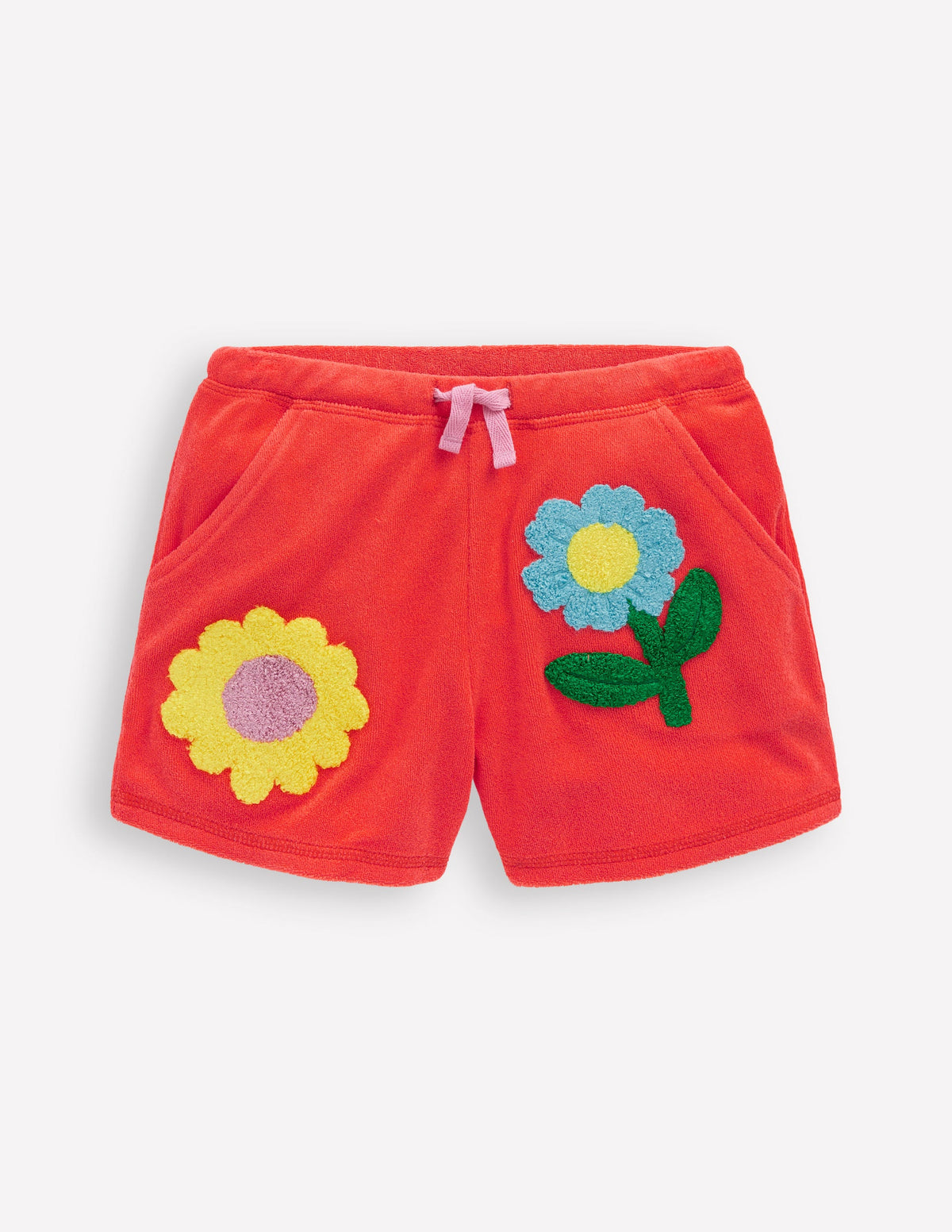 Gemusterte Frottee-Shorts-Korallenorange Blumen - Image 1