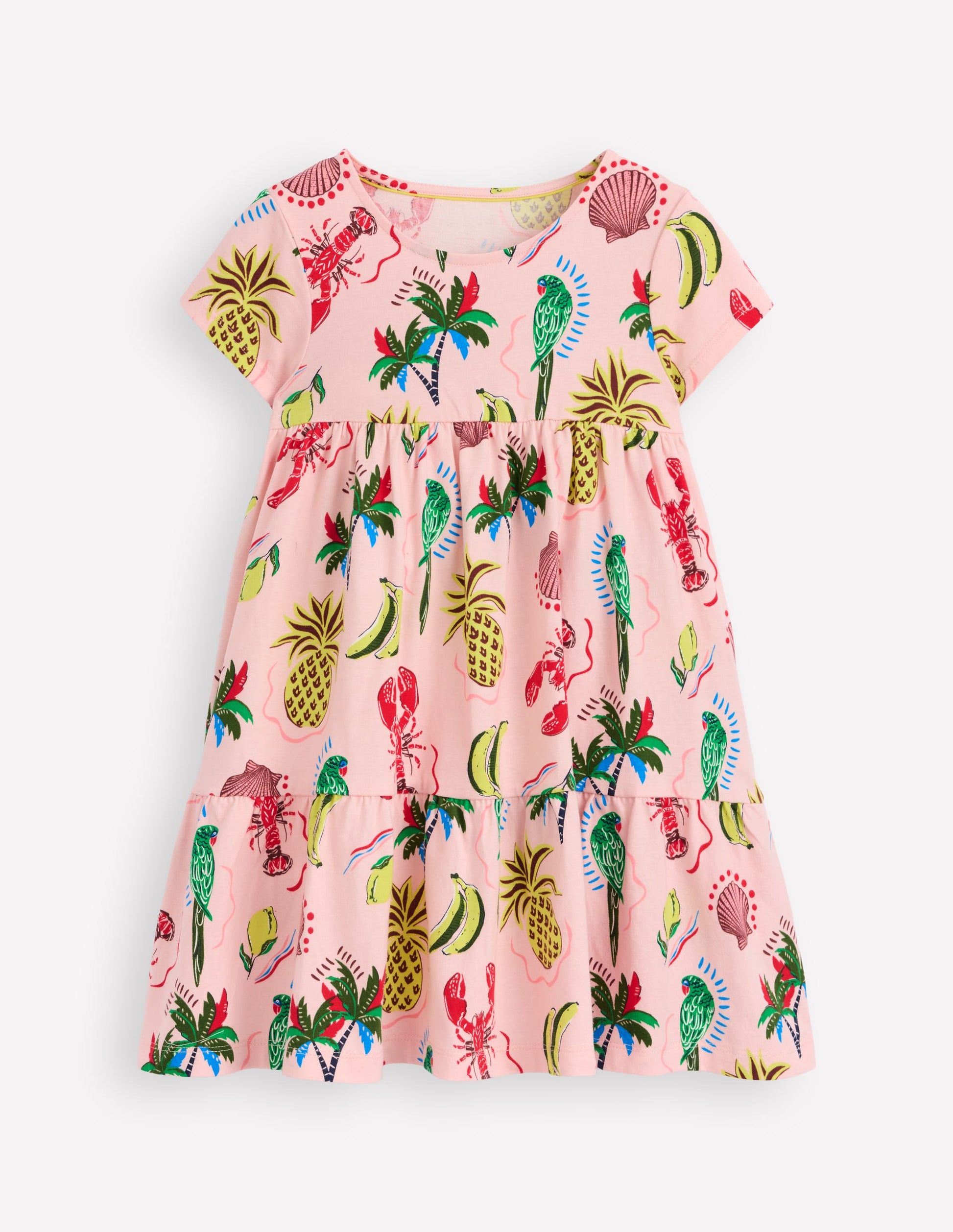 Robe tournoyante Ariel en jersey-Imprimé tropical rose craie-4