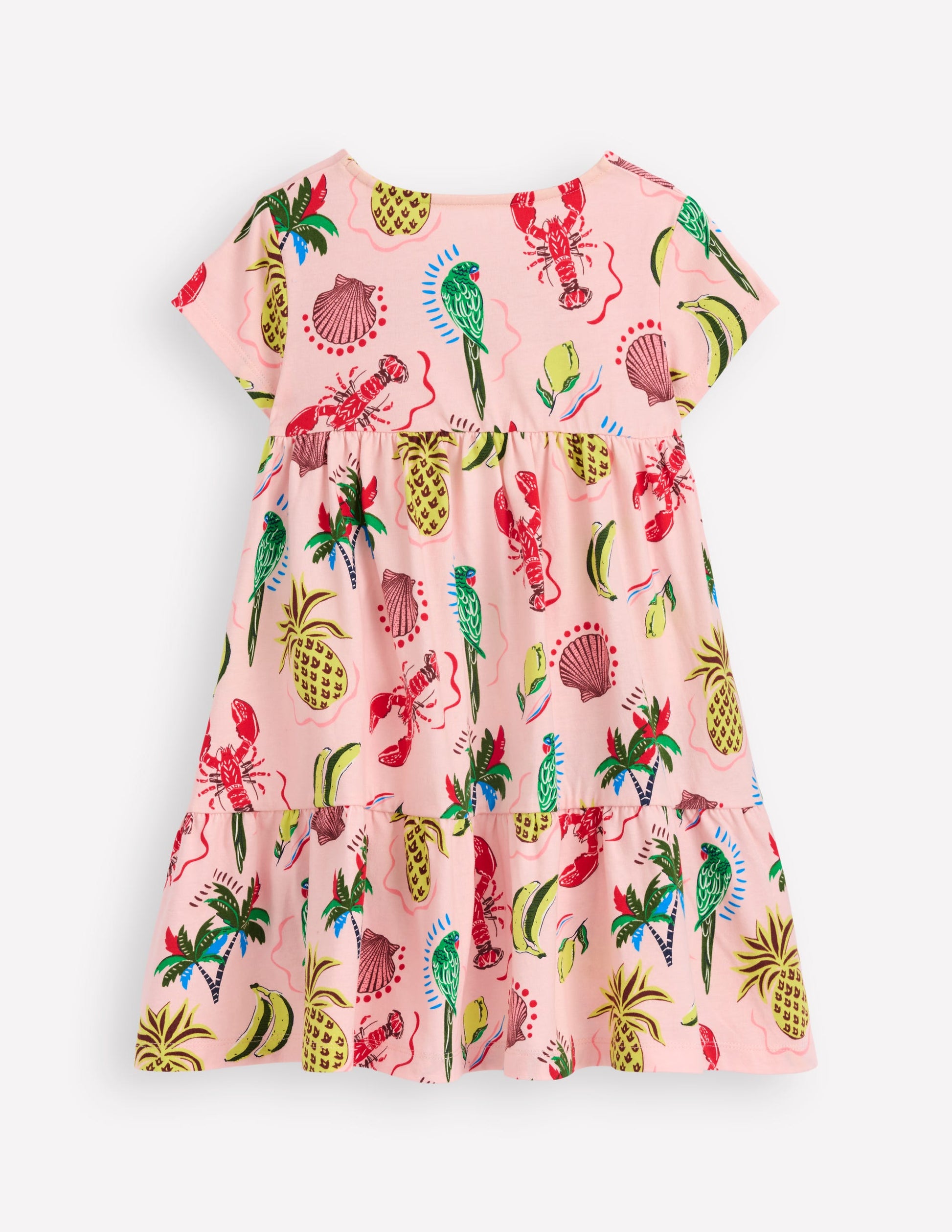 Robe tournoyante Ariel en jersey-Imprimé tropical rose craie-5