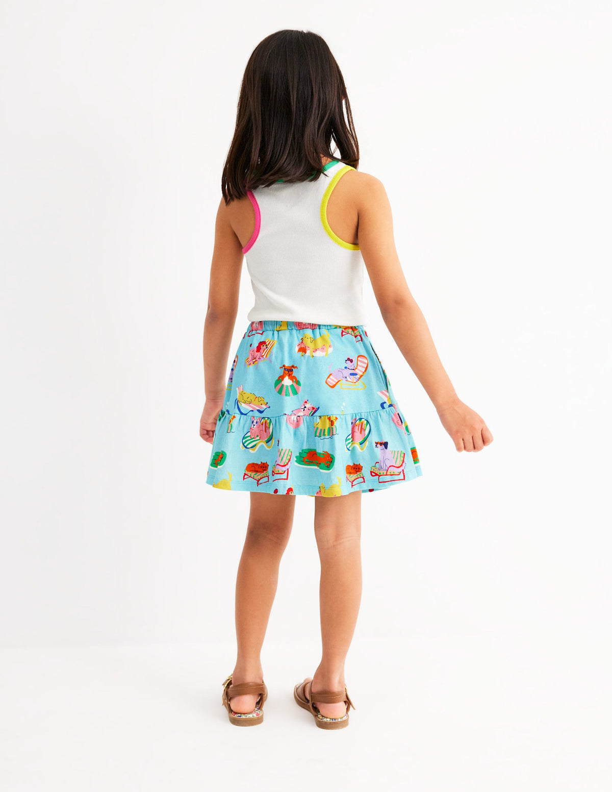 Gestufter Jersey-Skort-Karibikblau Haustiere am Pool - Image 3