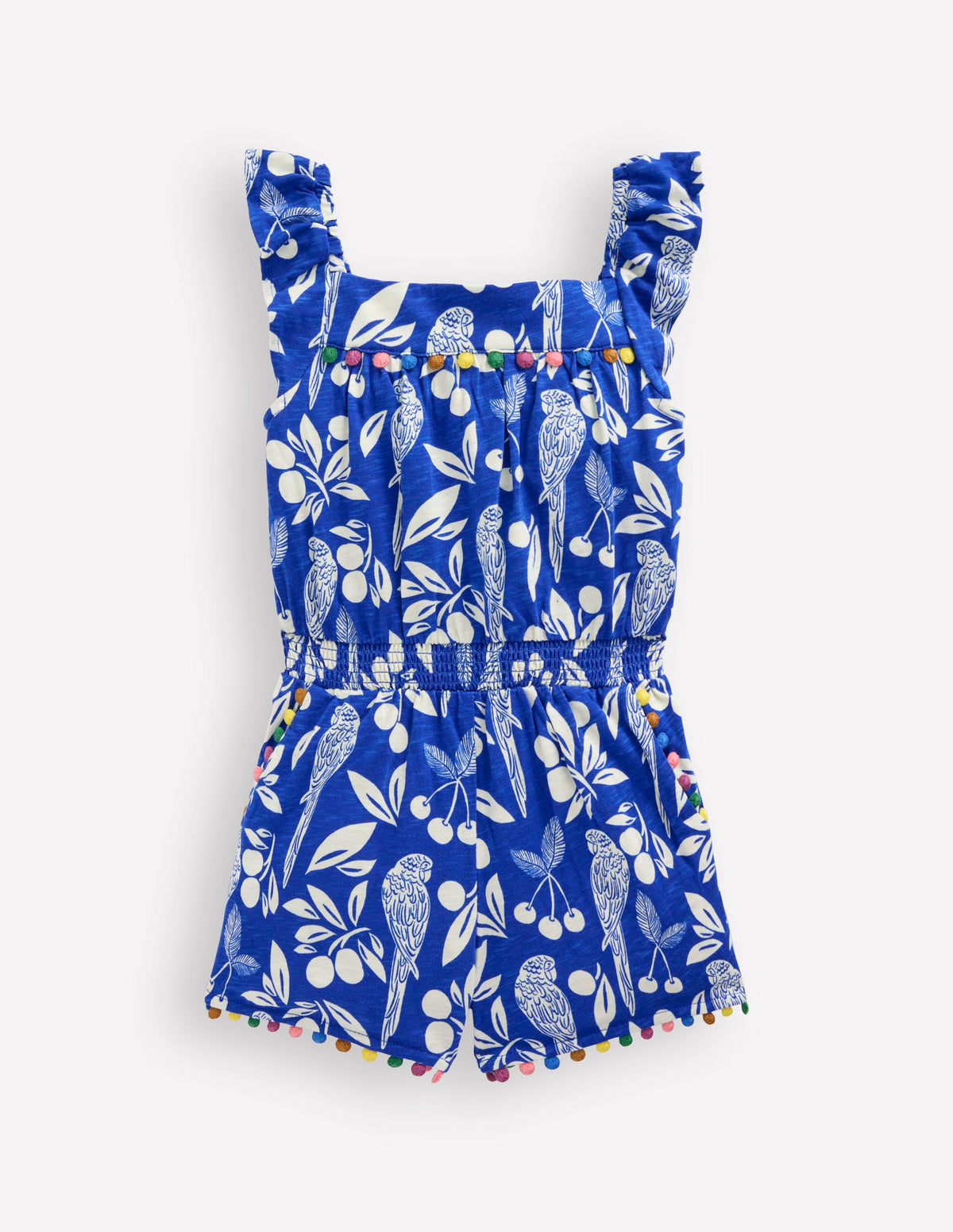 Combishort à pompons Ciara en jersey-Motif Parrot Palm bleu vif - Image 5