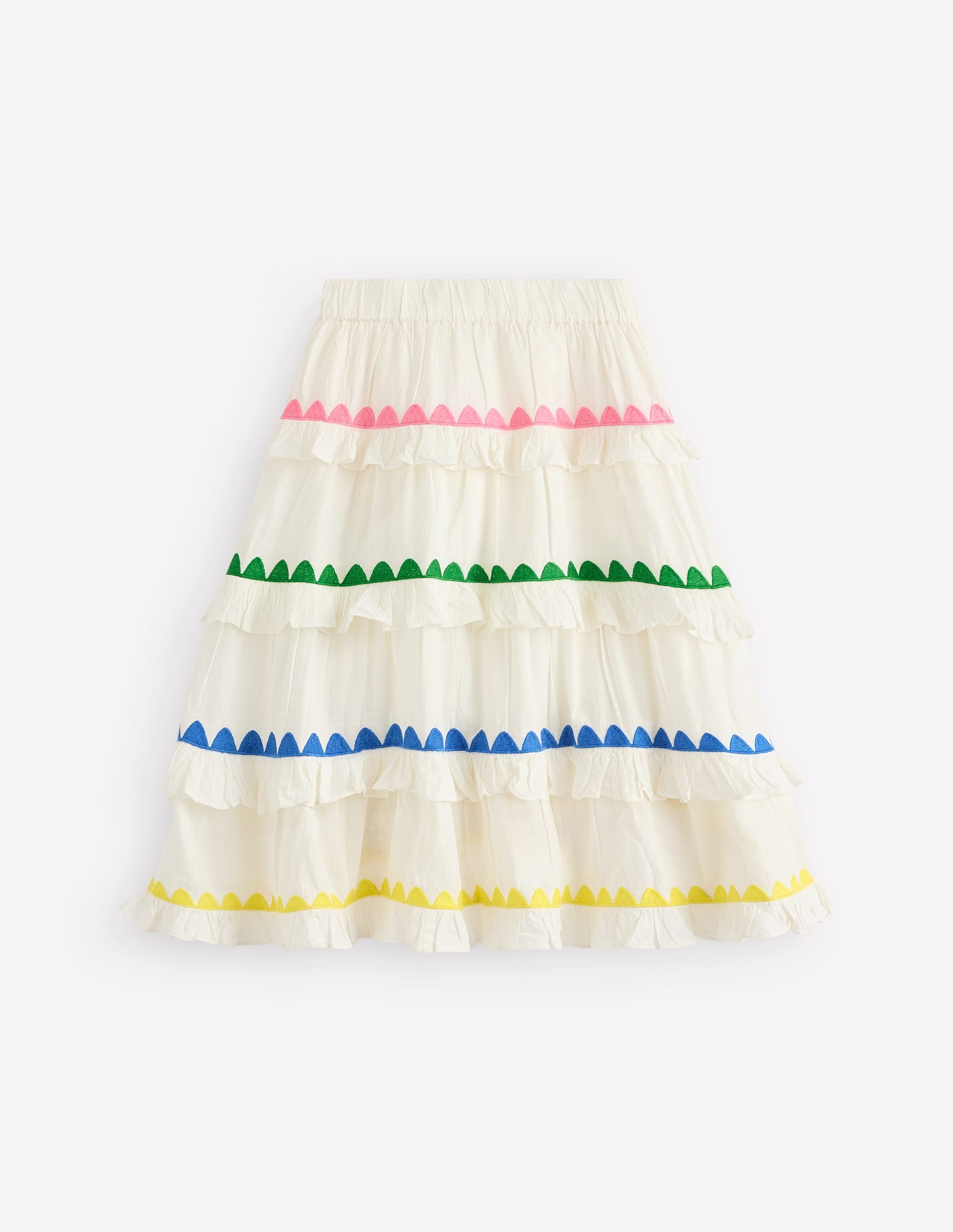 Ruffle Midi Skirt-Soft Ivory Rainbow - Image 2