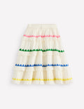 Ruffle Midi Skirt-Soft Ivory Rainbow