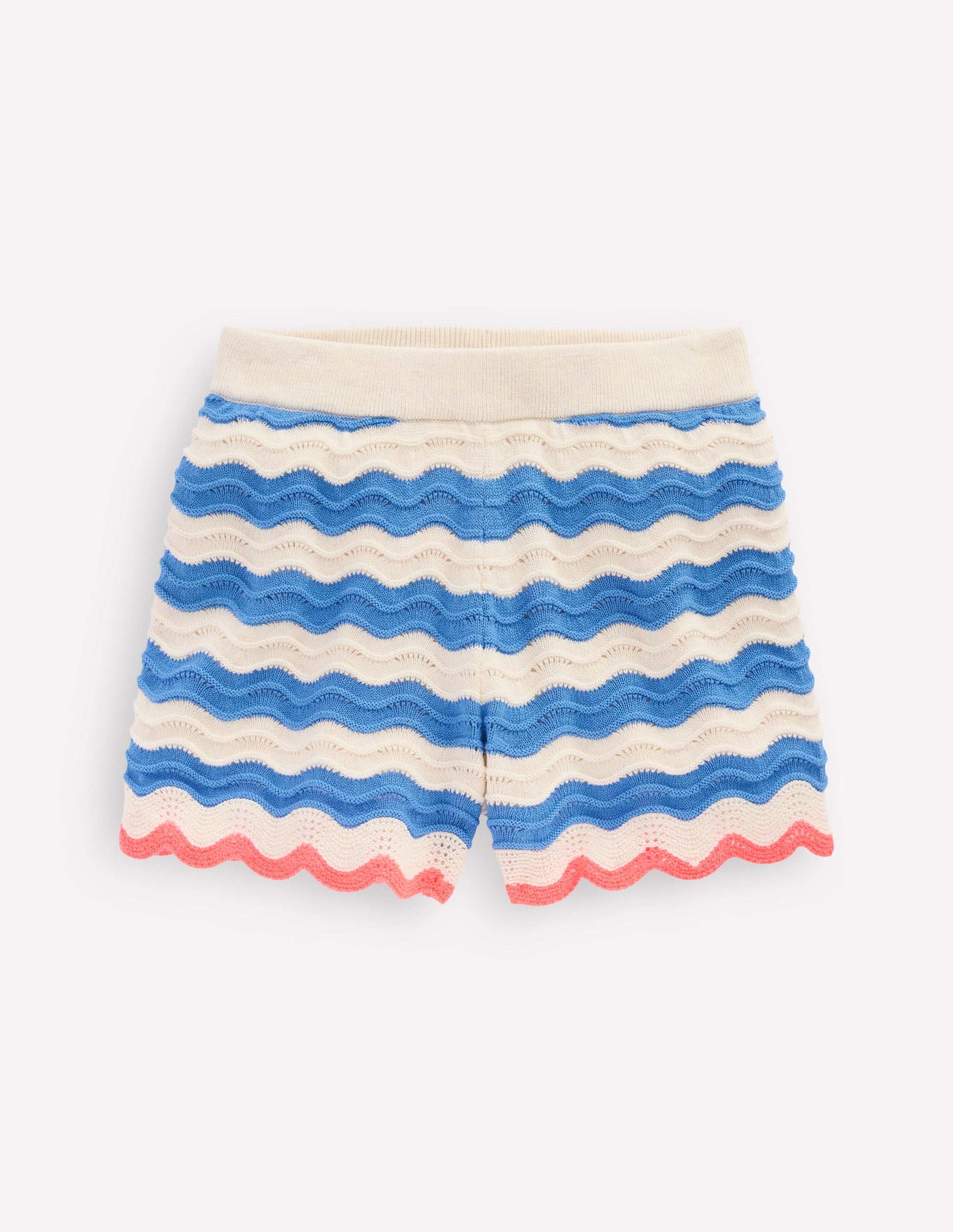 Strick-Shorts-Blau/Naturweiß Streifen-1