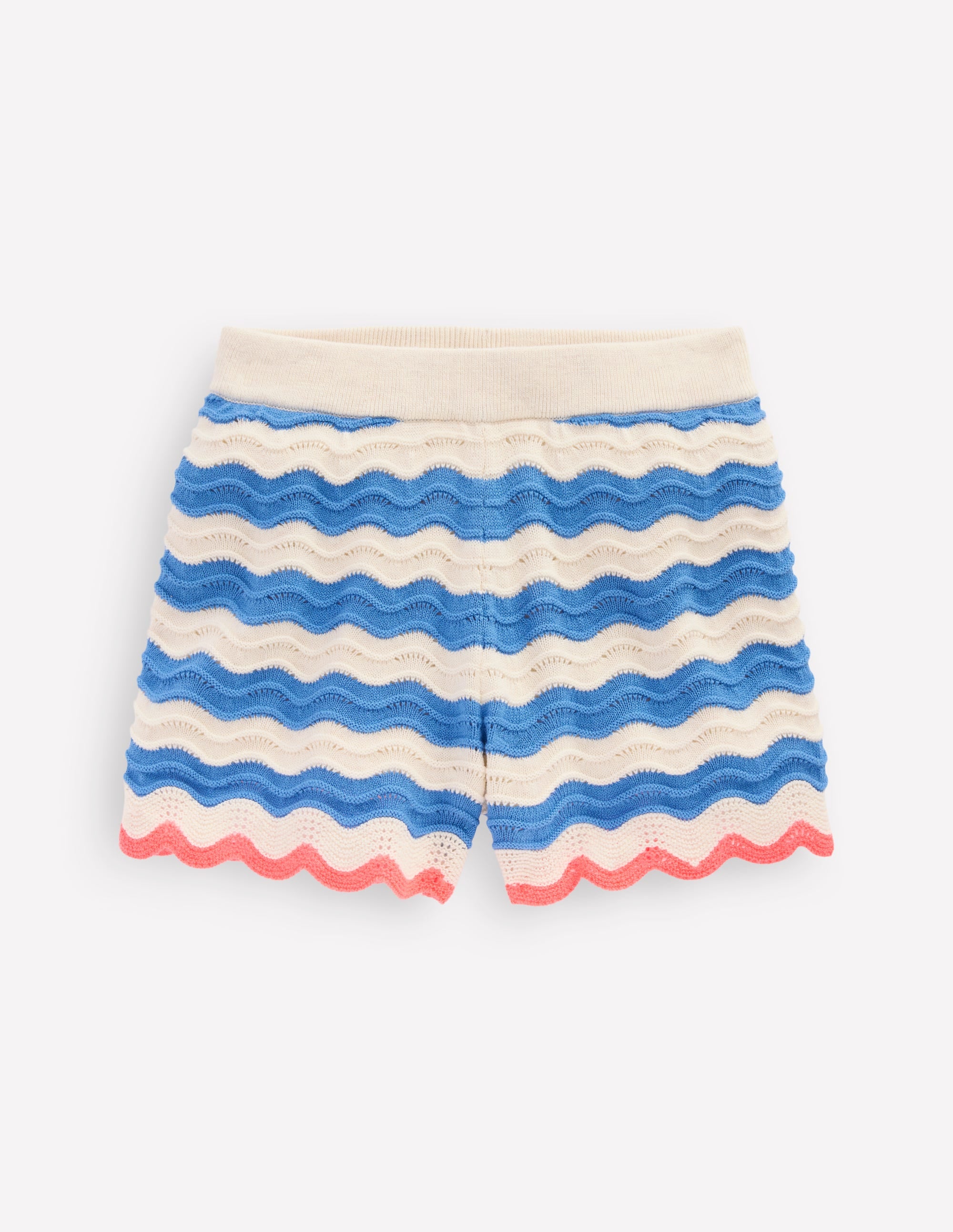 Strick-Shorts-Blau/Naturweiß Streifen - Image 1