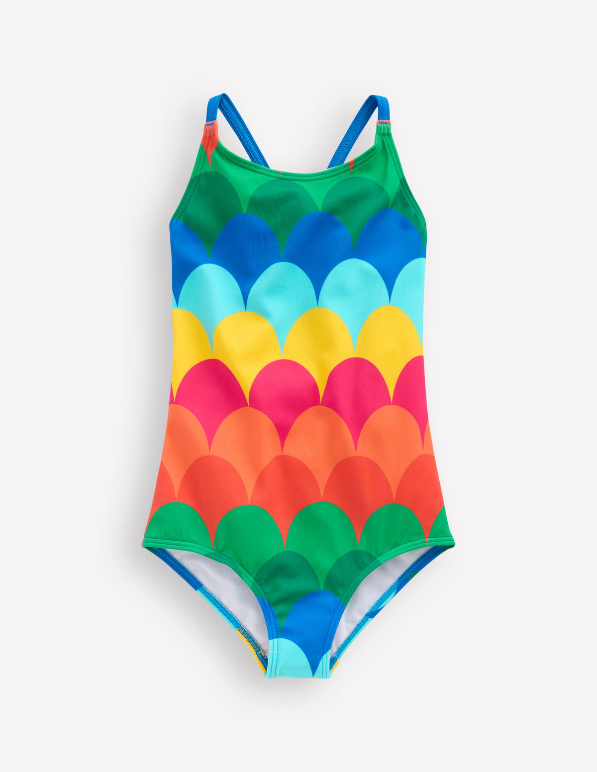 Selena Badeanzug mit Regenbogen-Trägern-Bunt Muscheln Streifen-1