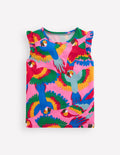 T-shirt imprimé à manches volantées-Perroquet arc-en-ciel multi
