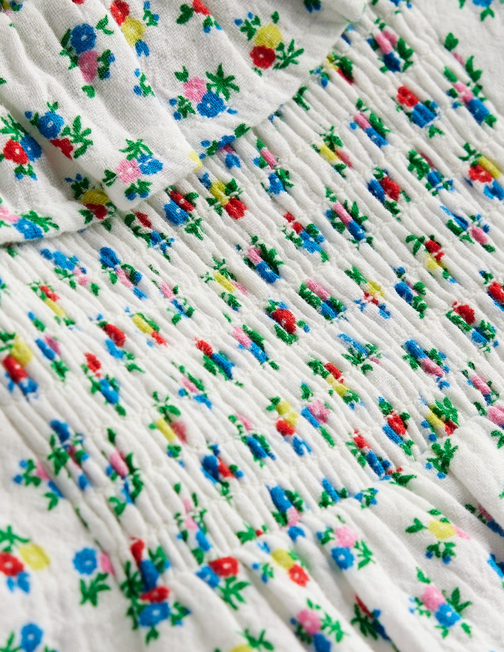 Doppeltuch-Bluse mit Muster-Naturweiß Kleines Blumenmuster-3