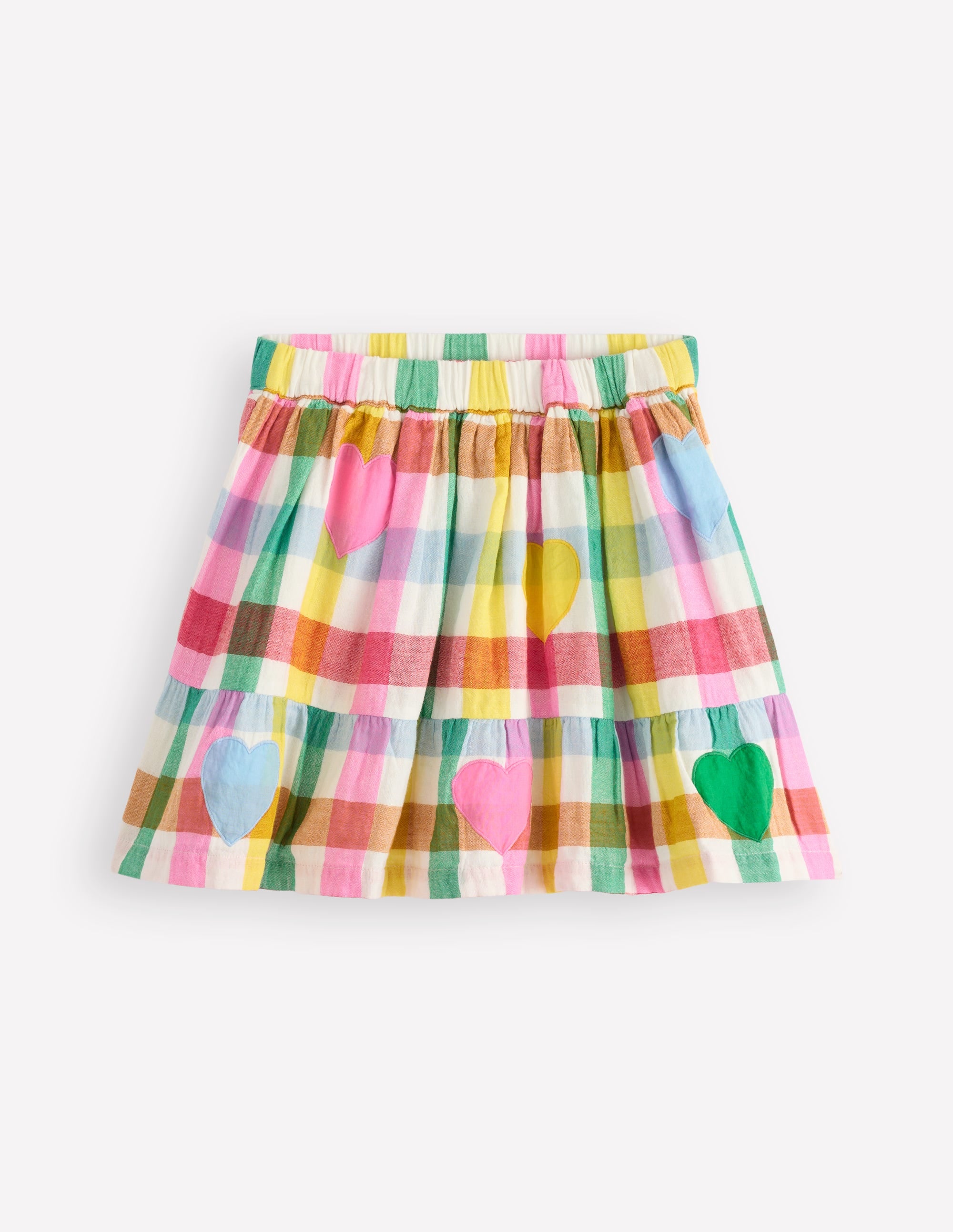 Double Cloth Printed Skirt-Multi Heart Check - Image 1