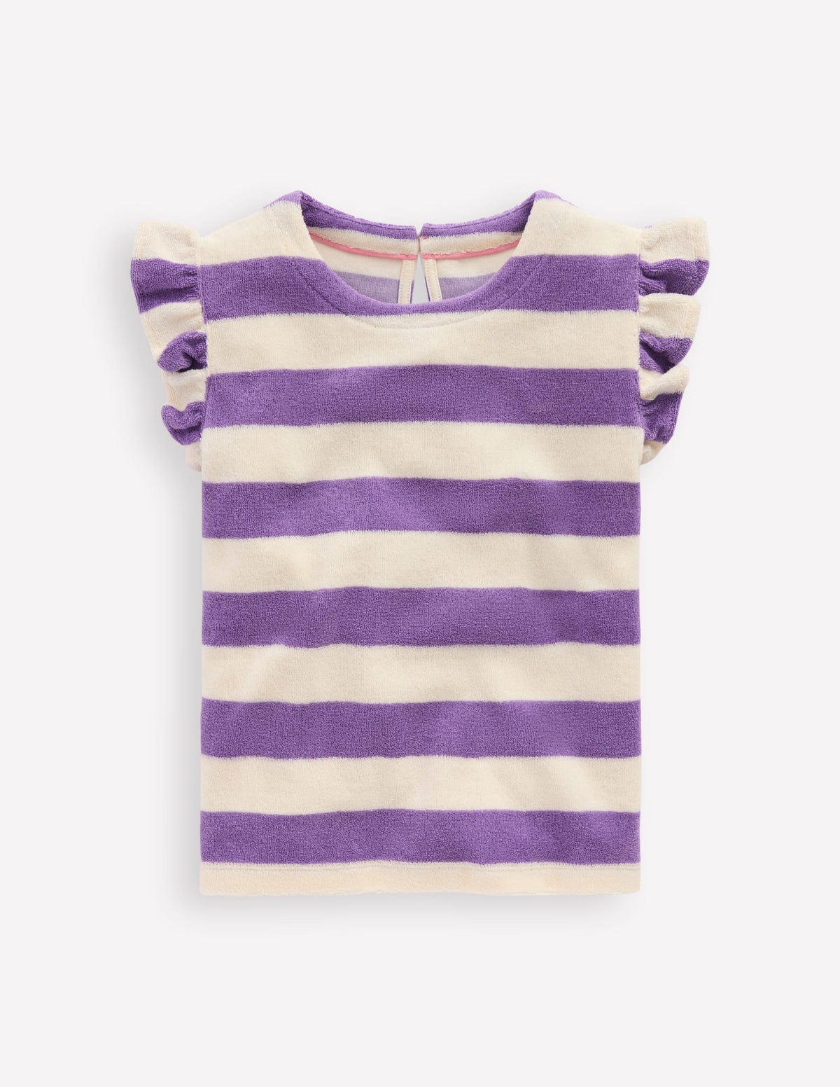 Relaxed Towelling Top-Soft Ivory/Aster Purple - Image 1