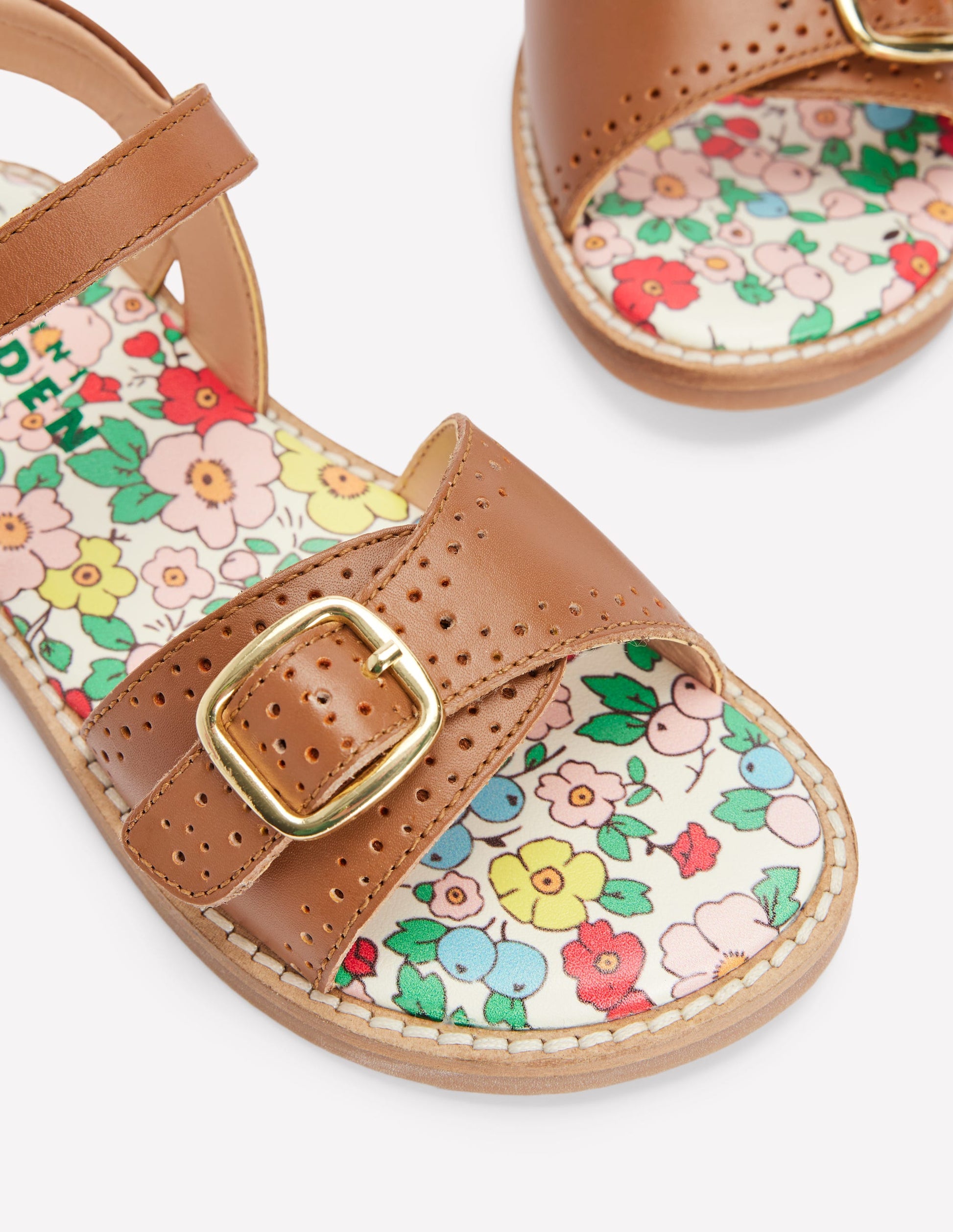 Ledersandalen mit Schnalle-Hellbraun-3