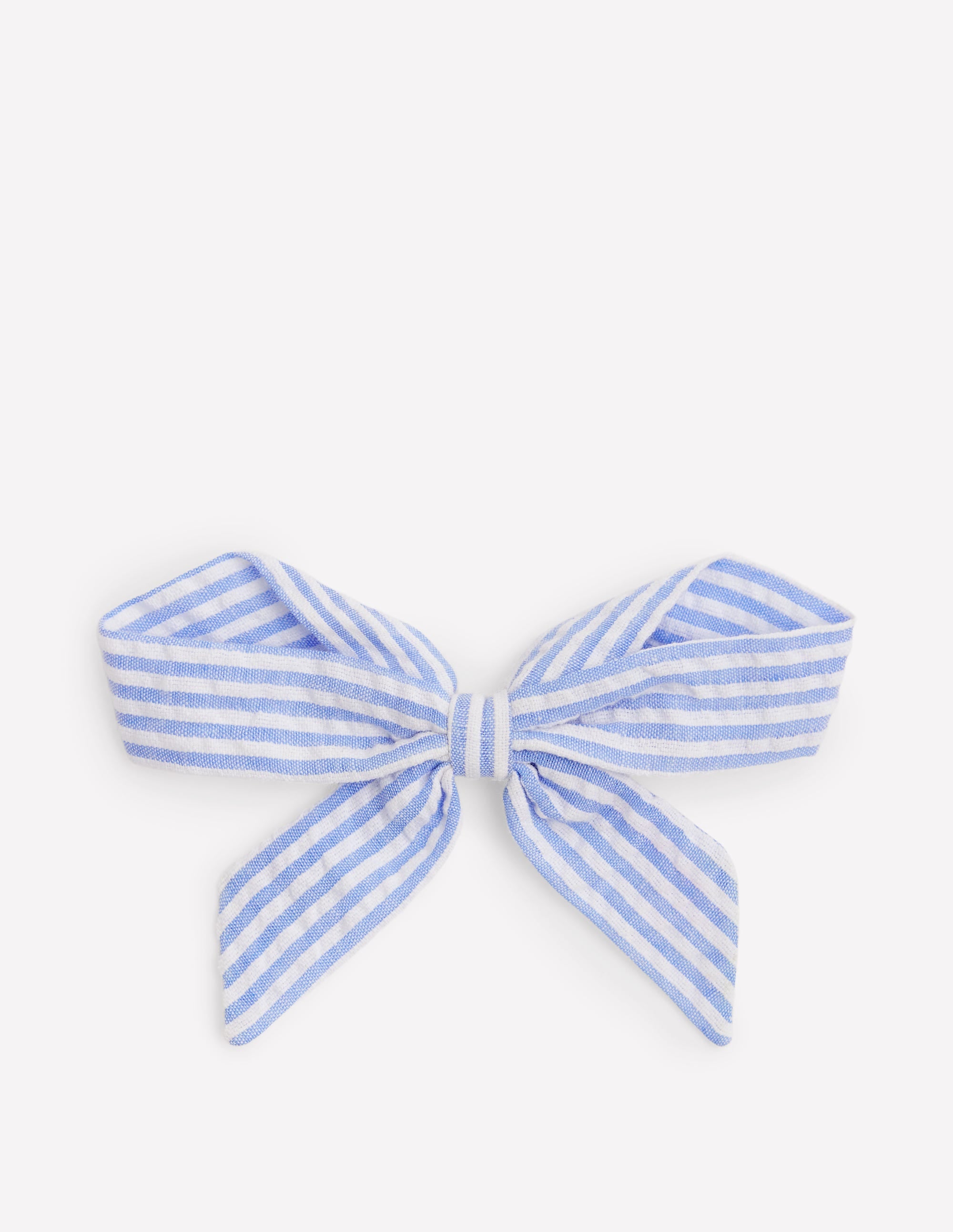 Striped Hair Bow-Blue Ticking - Image 1